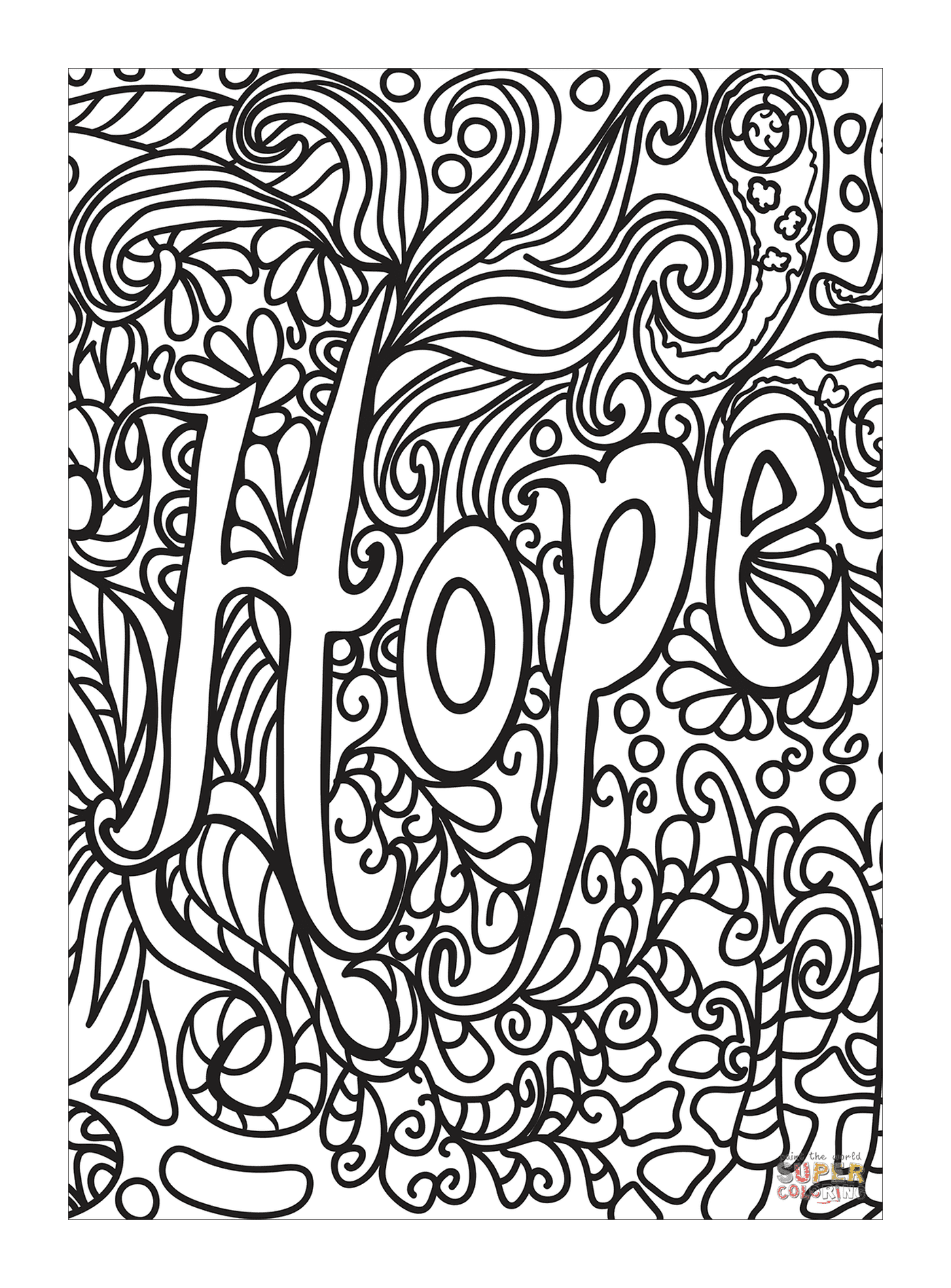 coloriage hope breast cancer