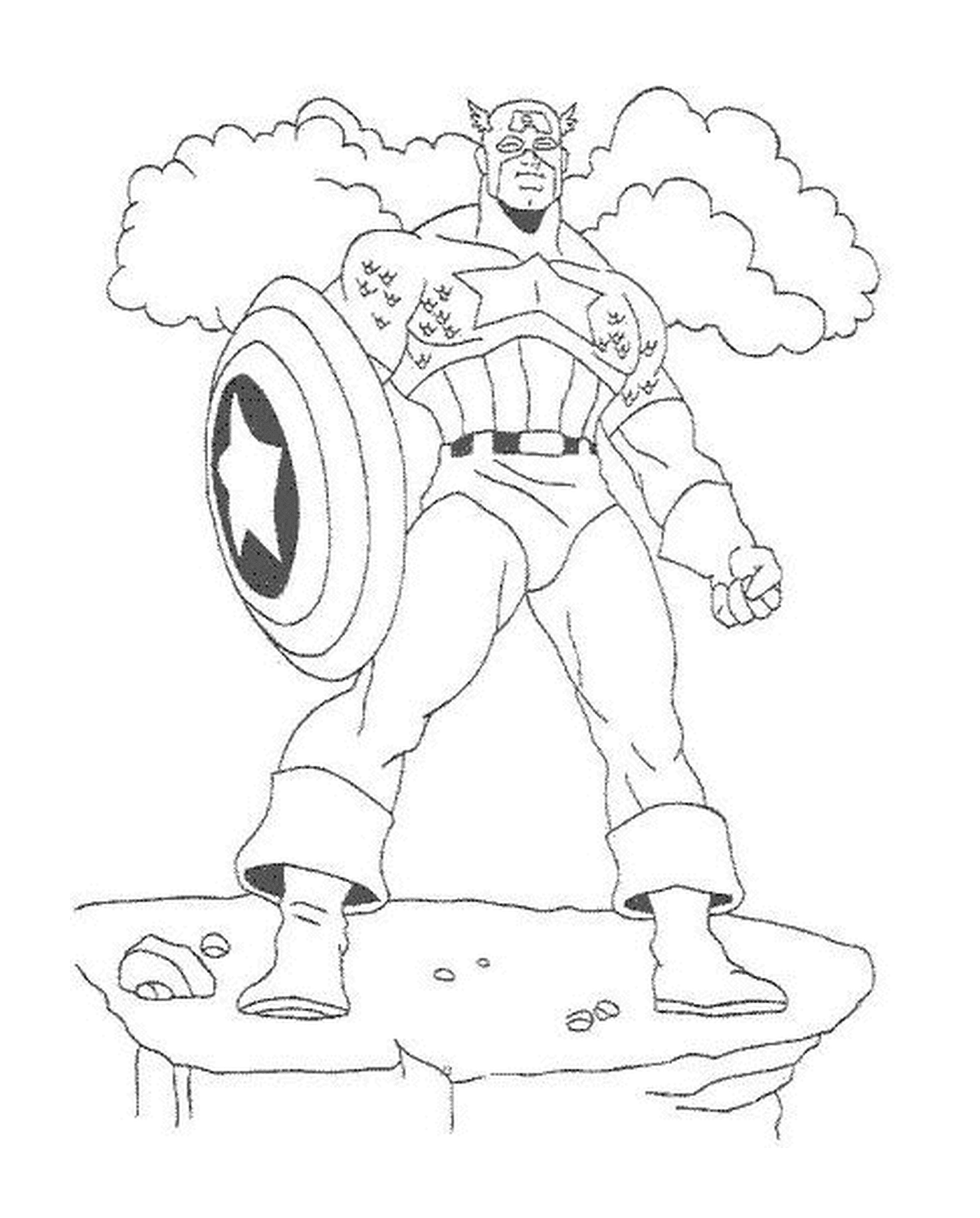 coloriage captain america avec son bouclier en vibranium