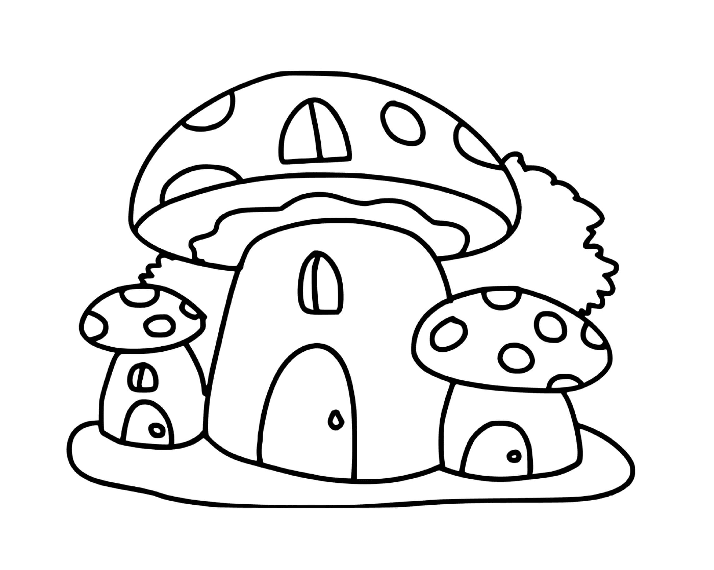 coloriage maisons en forme de champignon