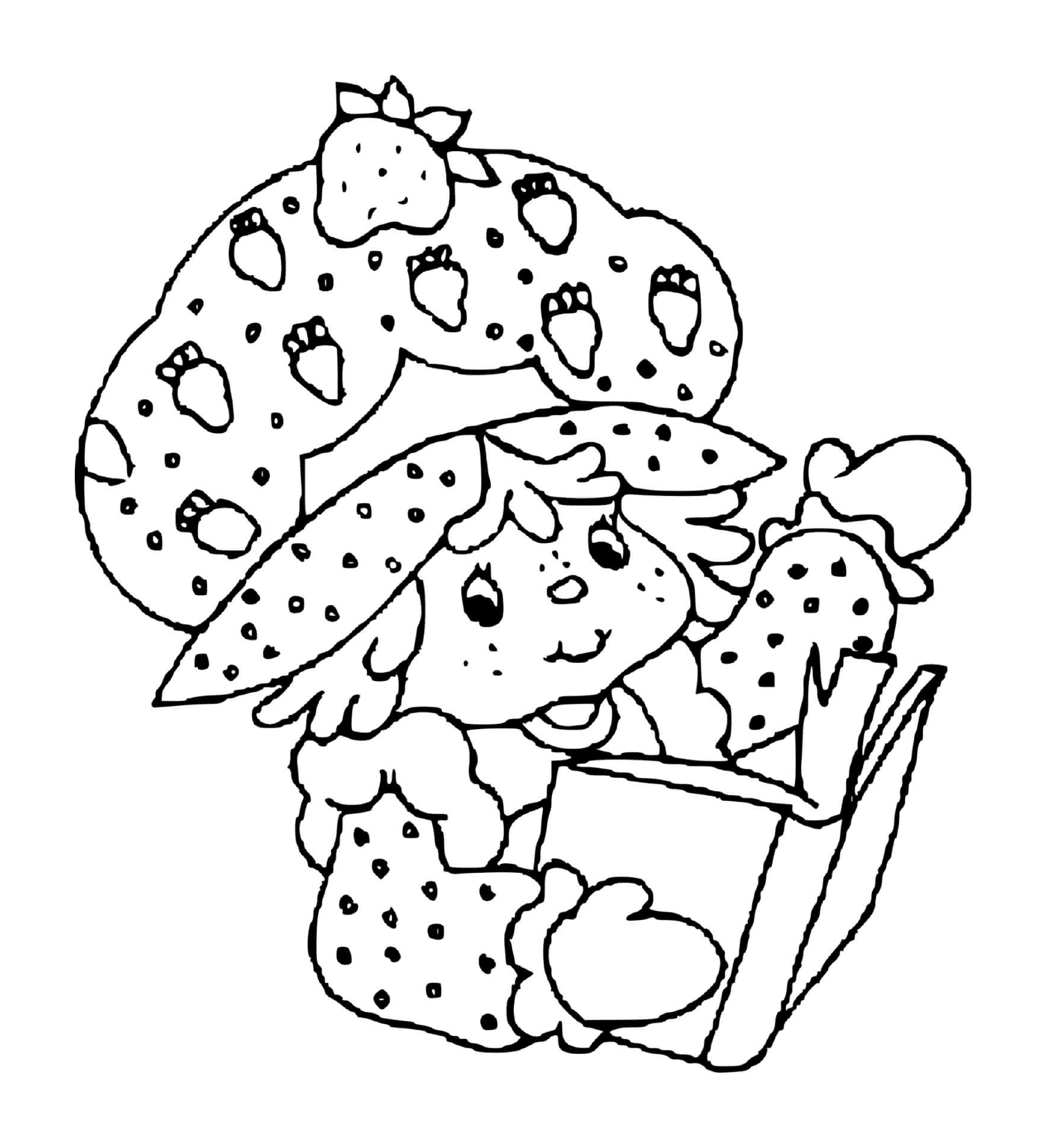 coloriage Charlotte aux fraises lit un livre