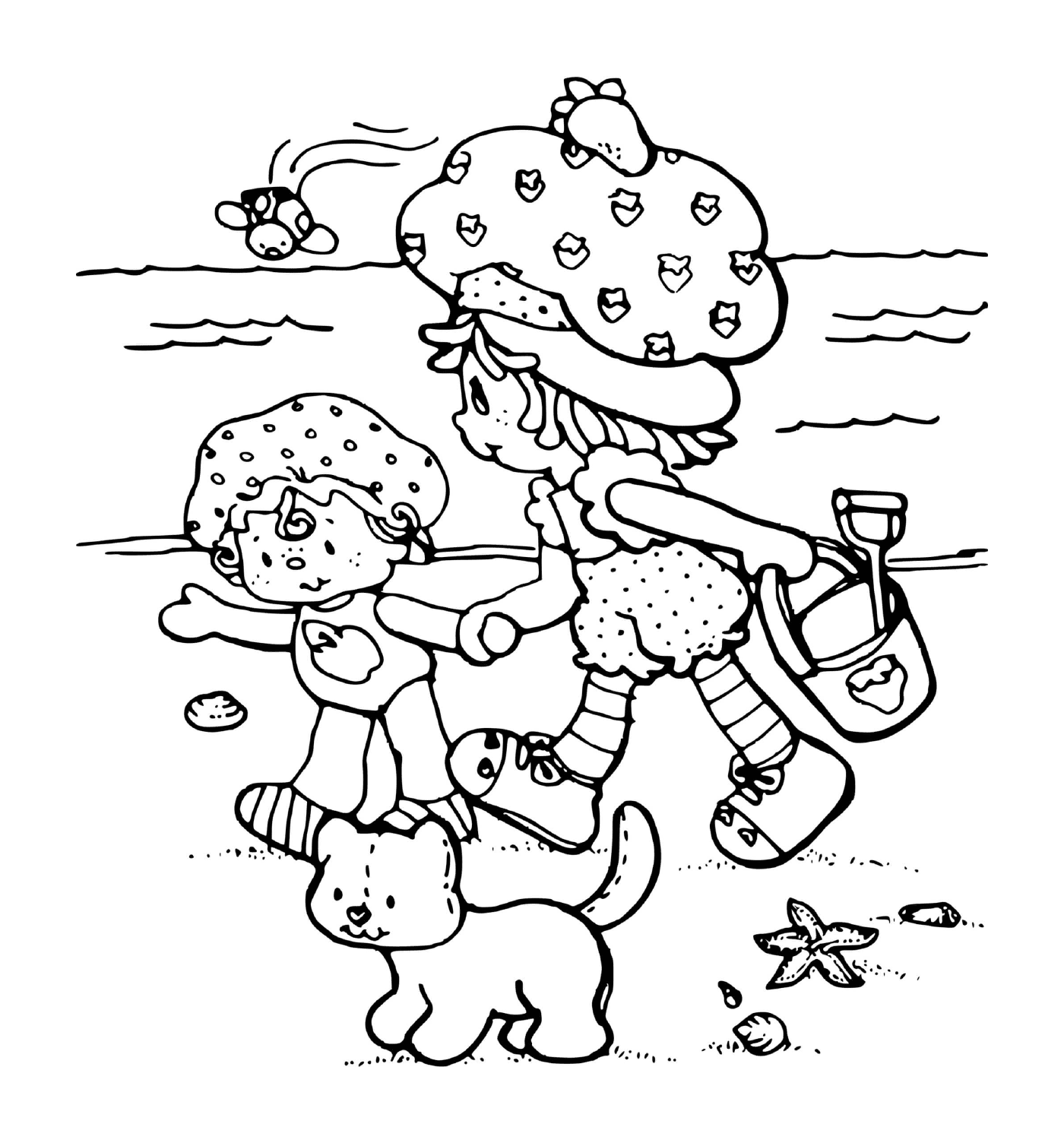 coloriage Charlotte aux fraises a la plage