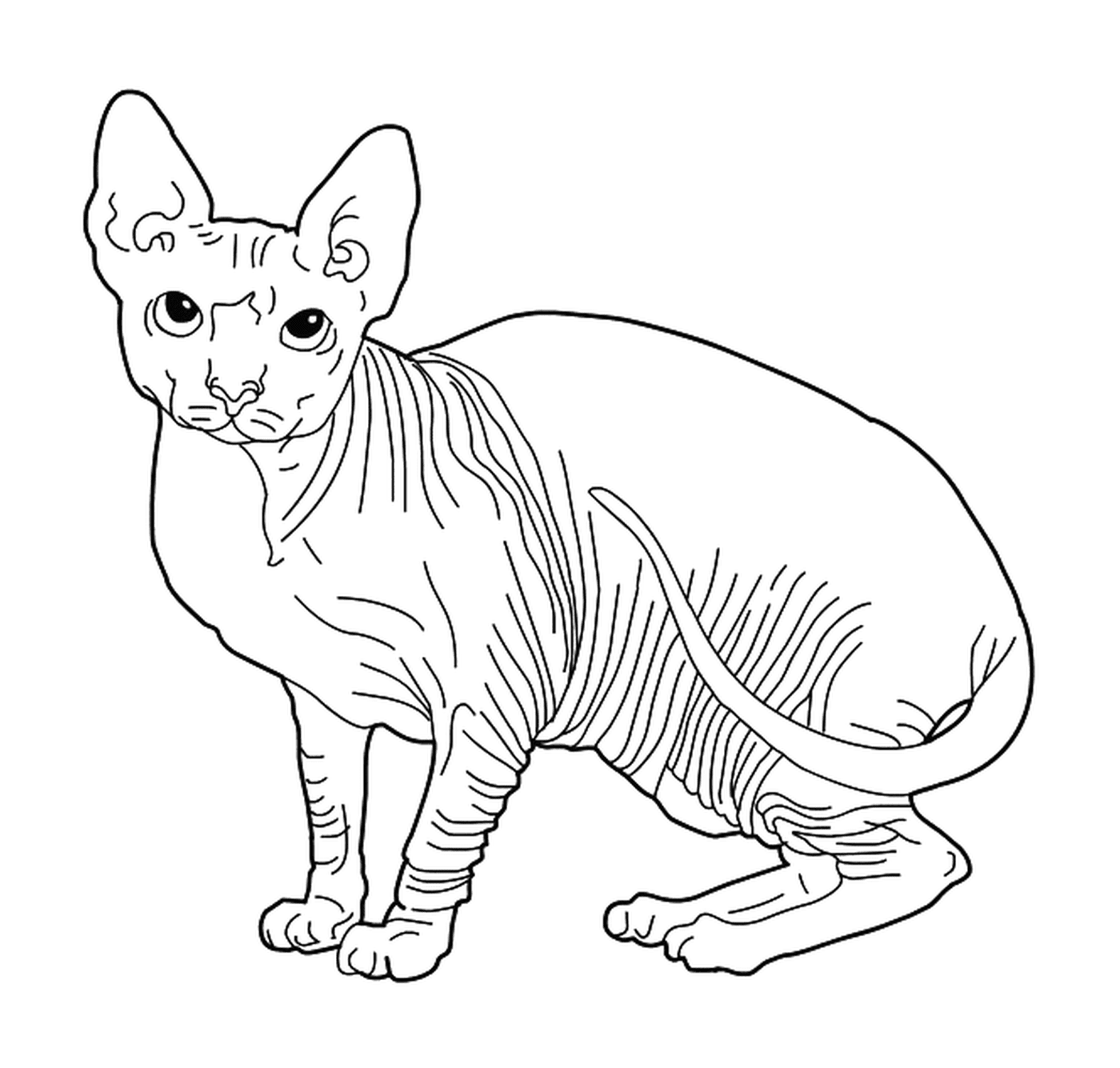 coloriage chat Sphynx