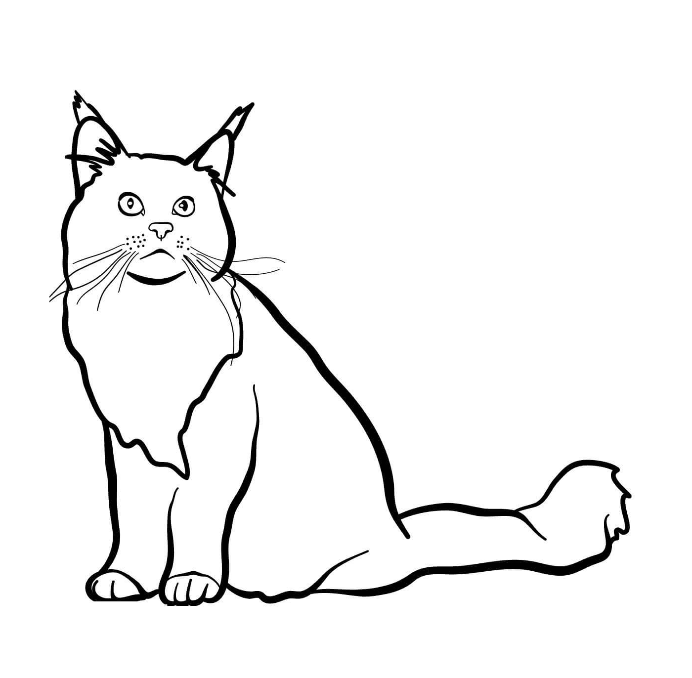 coloriage Le chat maine coon est une race de chat a poil mi long originaire de l'Etat du Maine aux Etats Unis