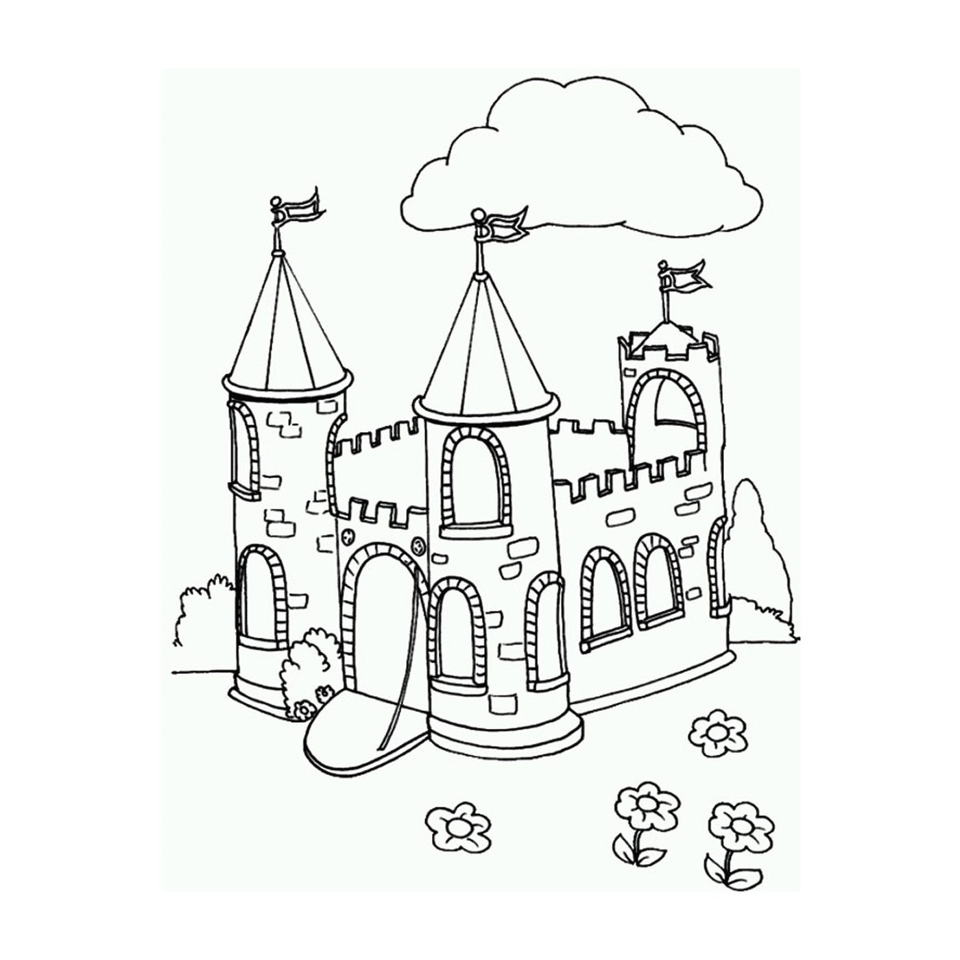coloriage superbe chateau complet
