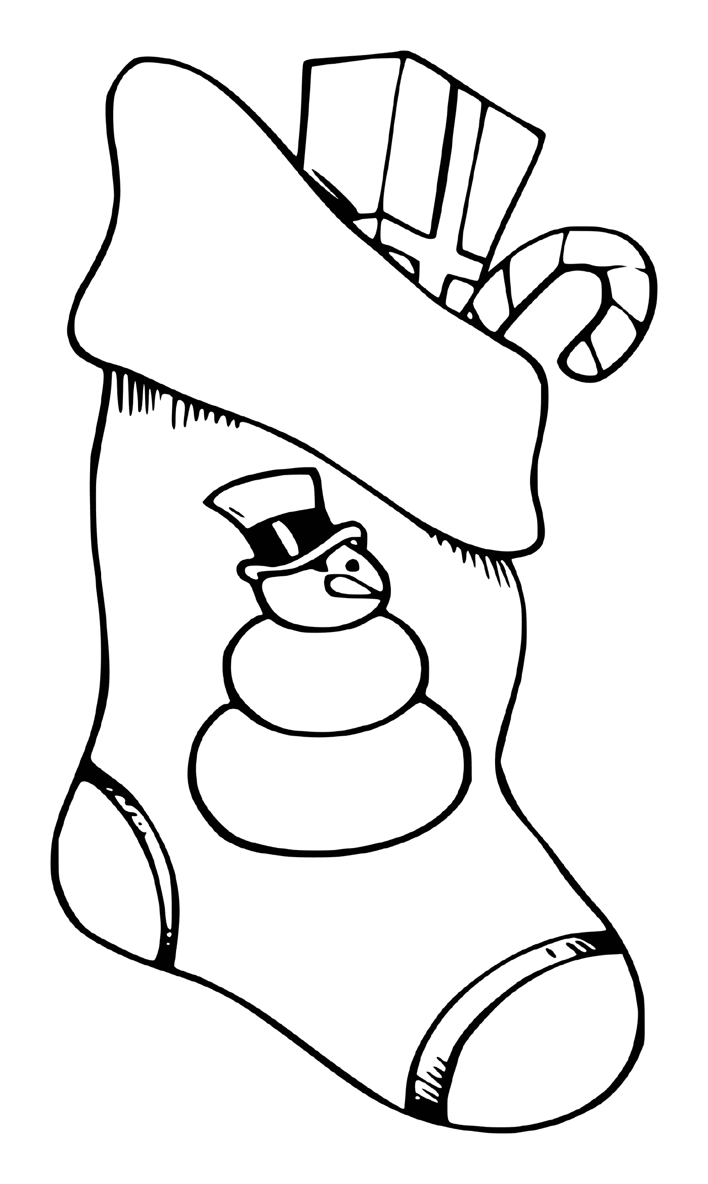coloriage bas de noel avec un dessin de bonhomme de neige