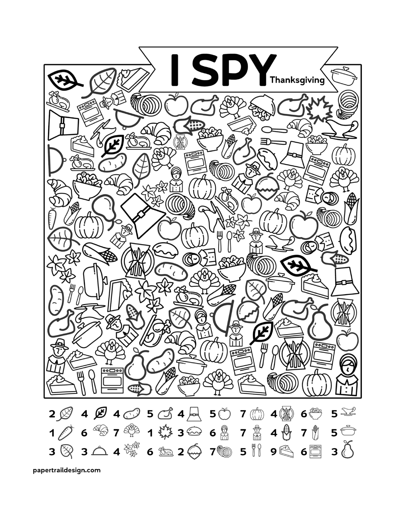 coloriage I Spy Back Thanksgiving