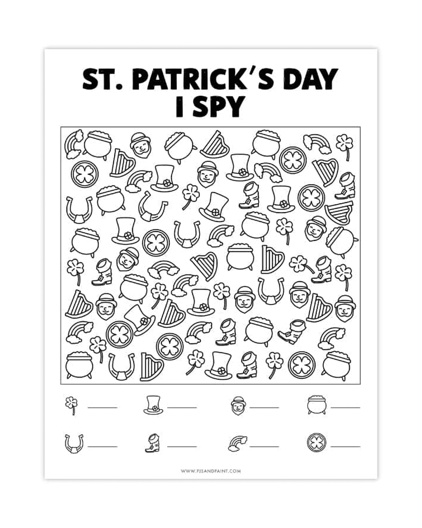 coloriage St Patricks Day I Spy Game Cherche et Trouve