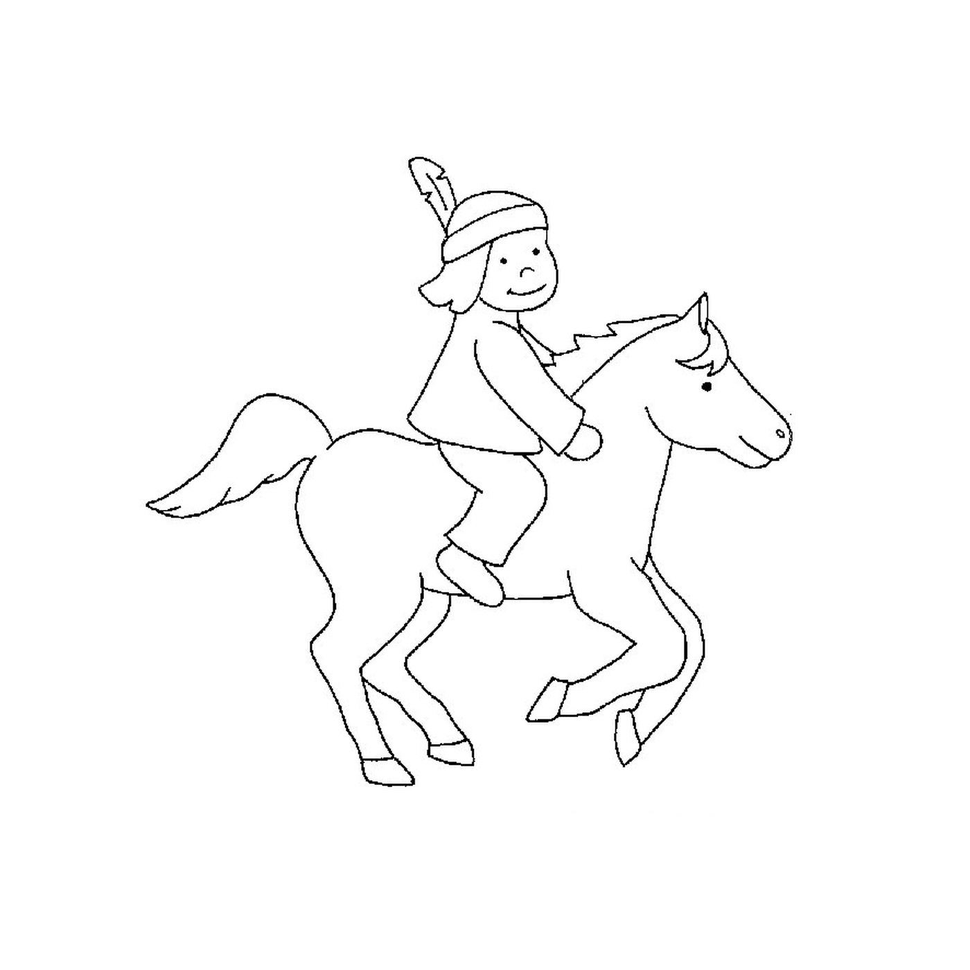 coloriage indien a cheval