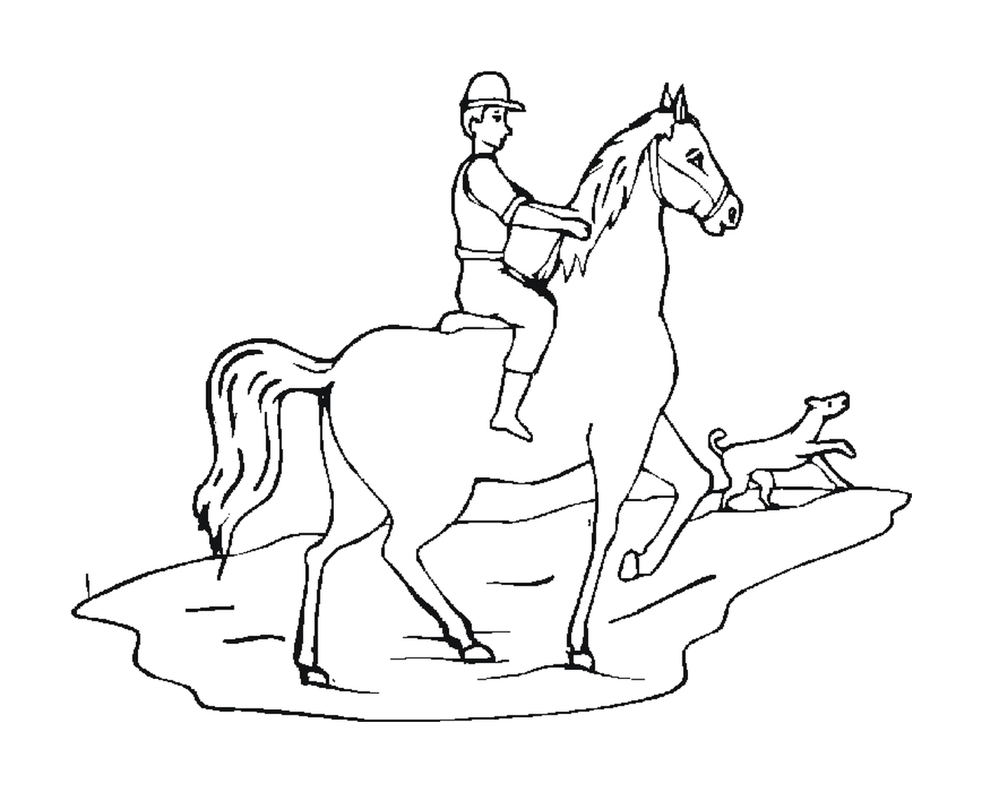 coloriage cavalier sur son cheval