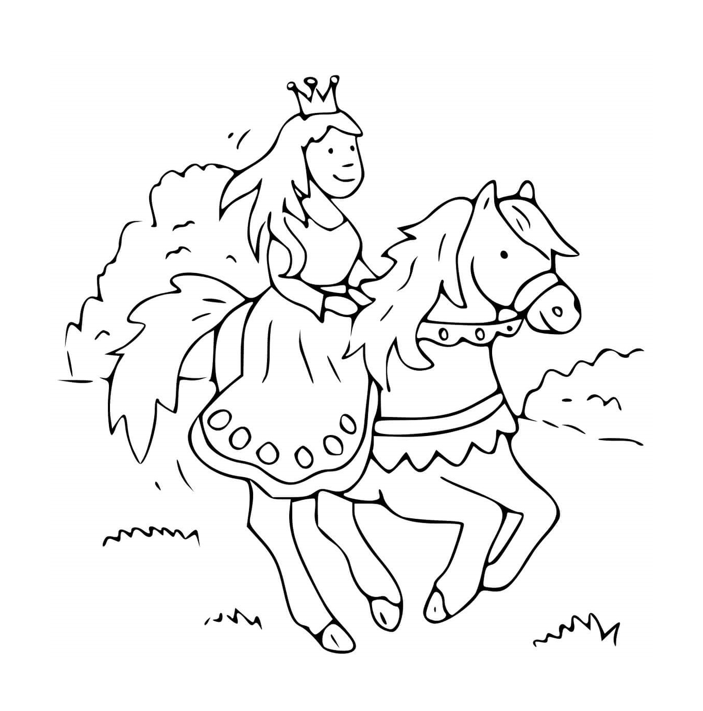 coloriage princesse et son cheval direction royaume
