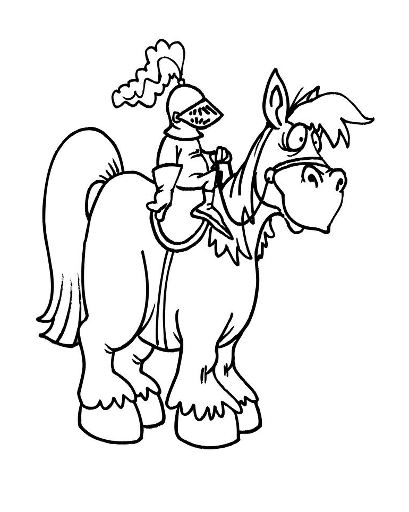 coloriage chevalier avec armur un cheval