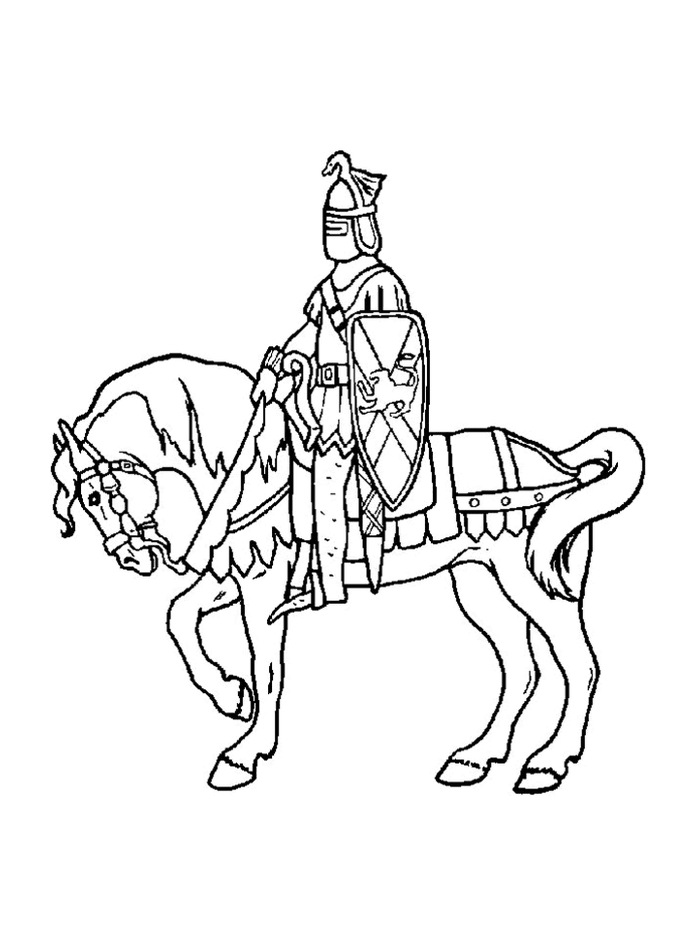 coloriage chevalier cheval enfant