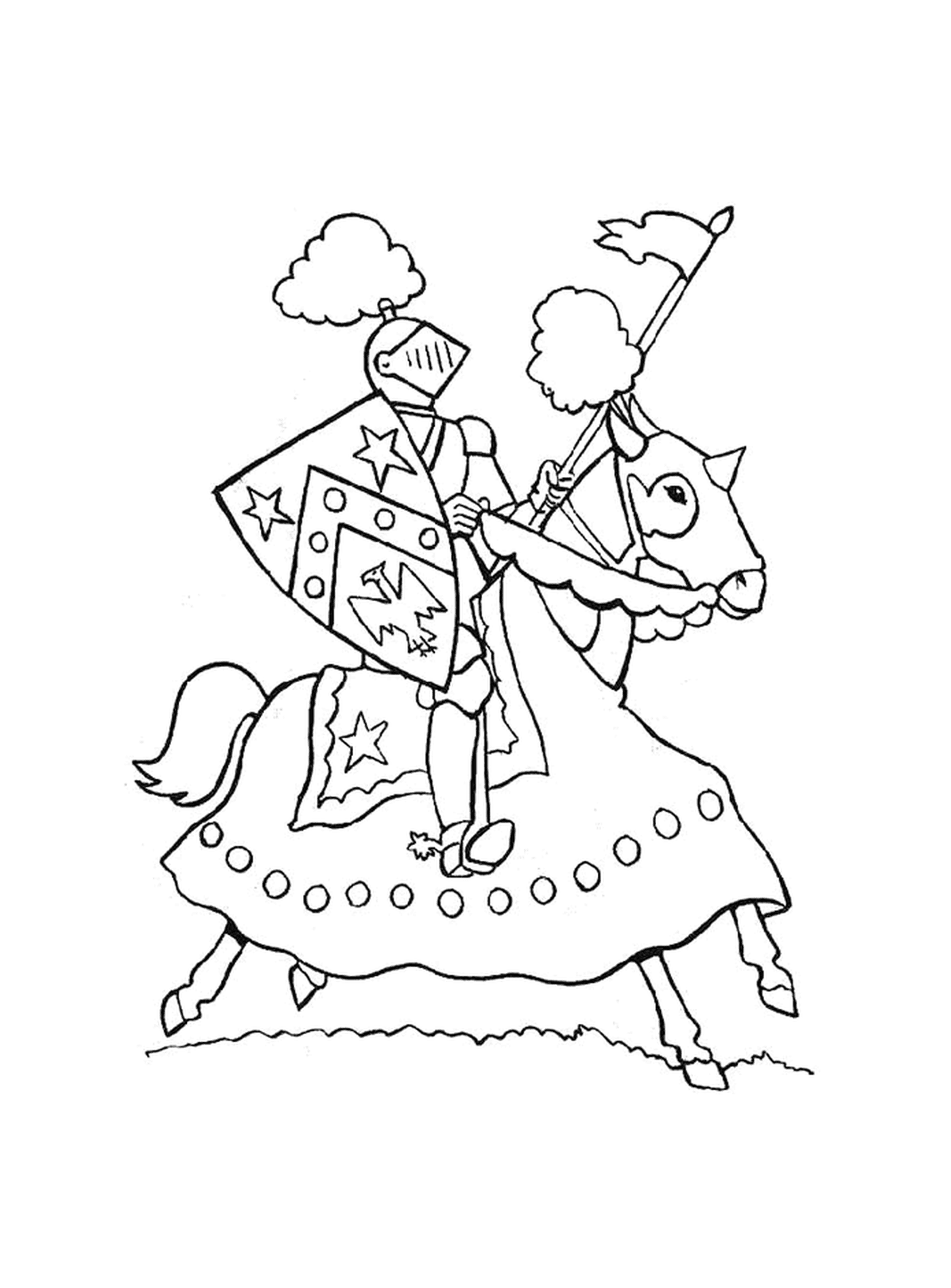 coloriage chevalier sur son cheval
