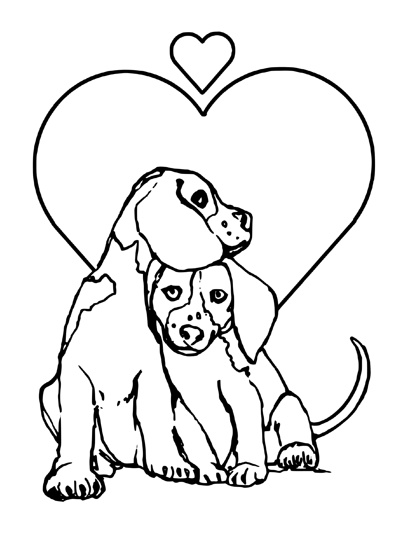 coloriage deux chiens amoureux