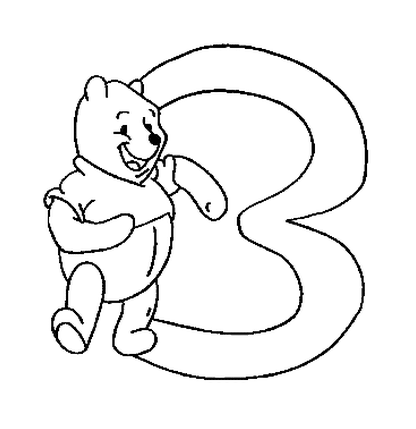 coloriage Le chiffre 3 avec Winnie l ourson