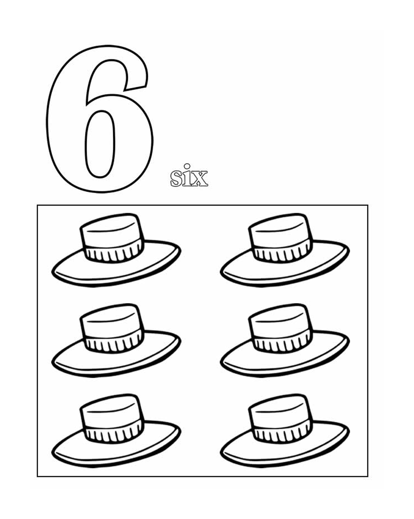 coloriage chiffre 6 avec mot et dessin