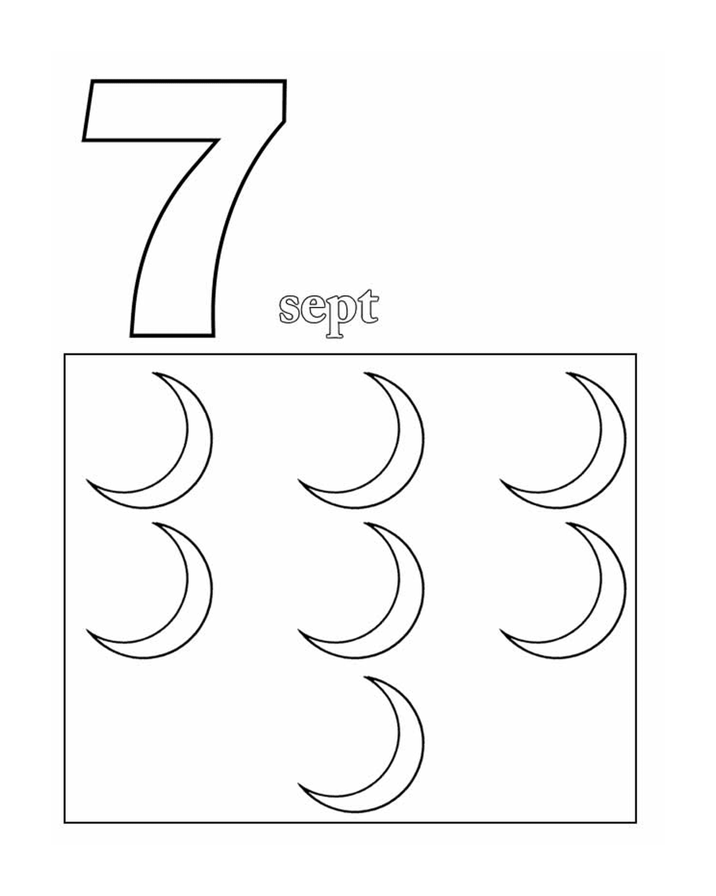 coloriage chiffre 7 avec mot et dessin
