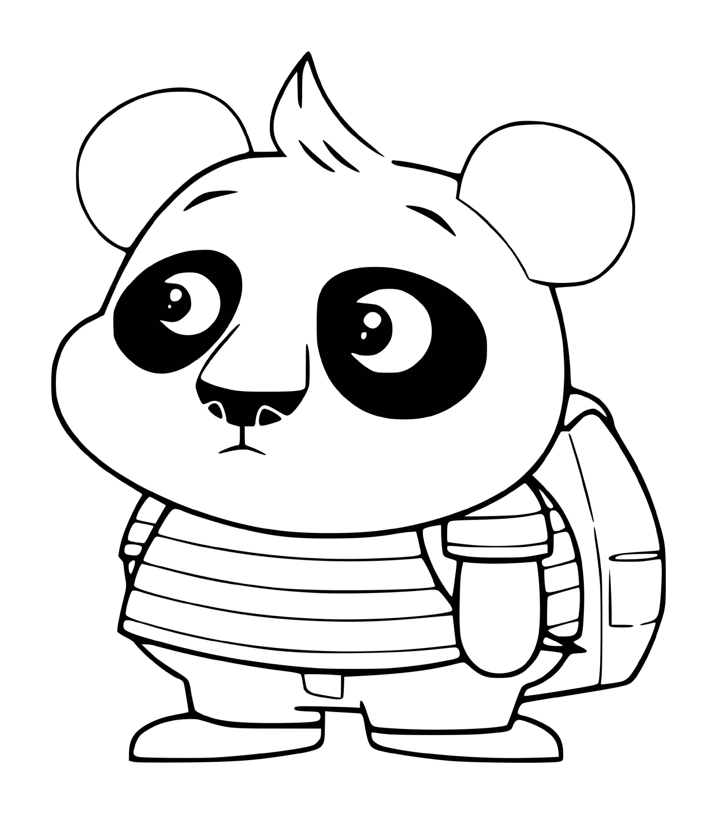 coloriage Nico Panda with His Backpack