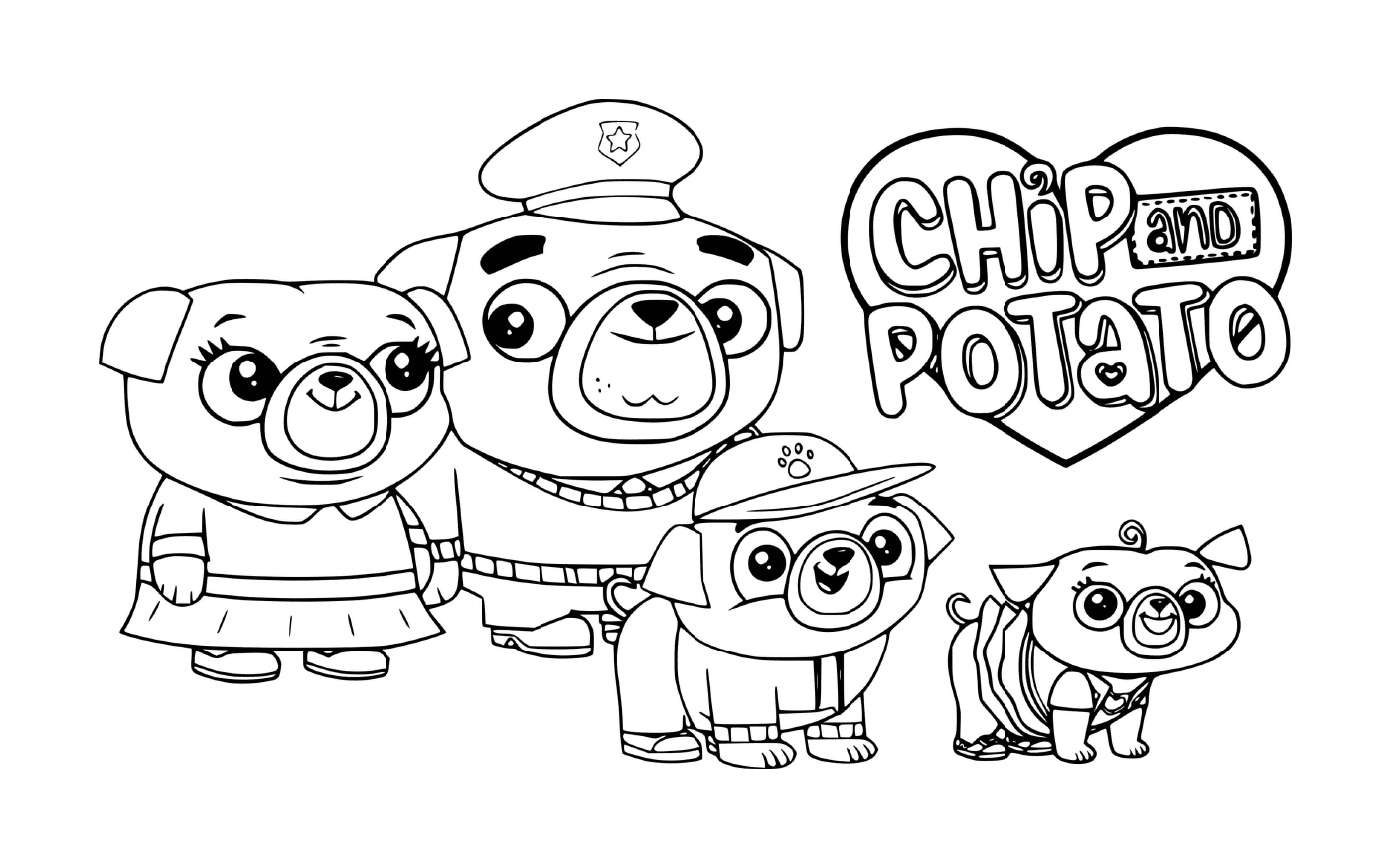 coloriage Chip Pug Family