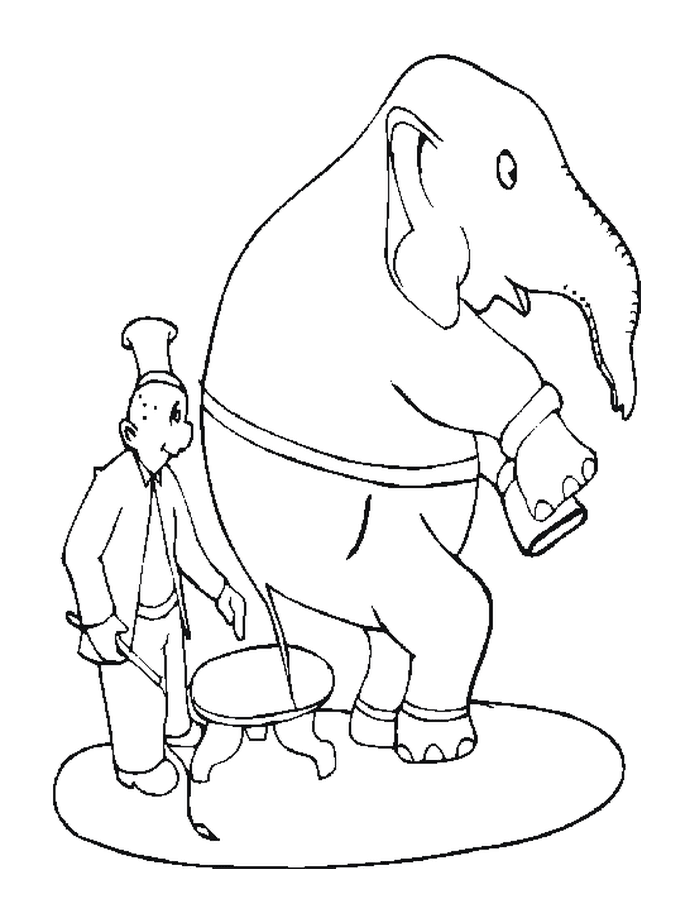 coloriage cirque dresseur elephant