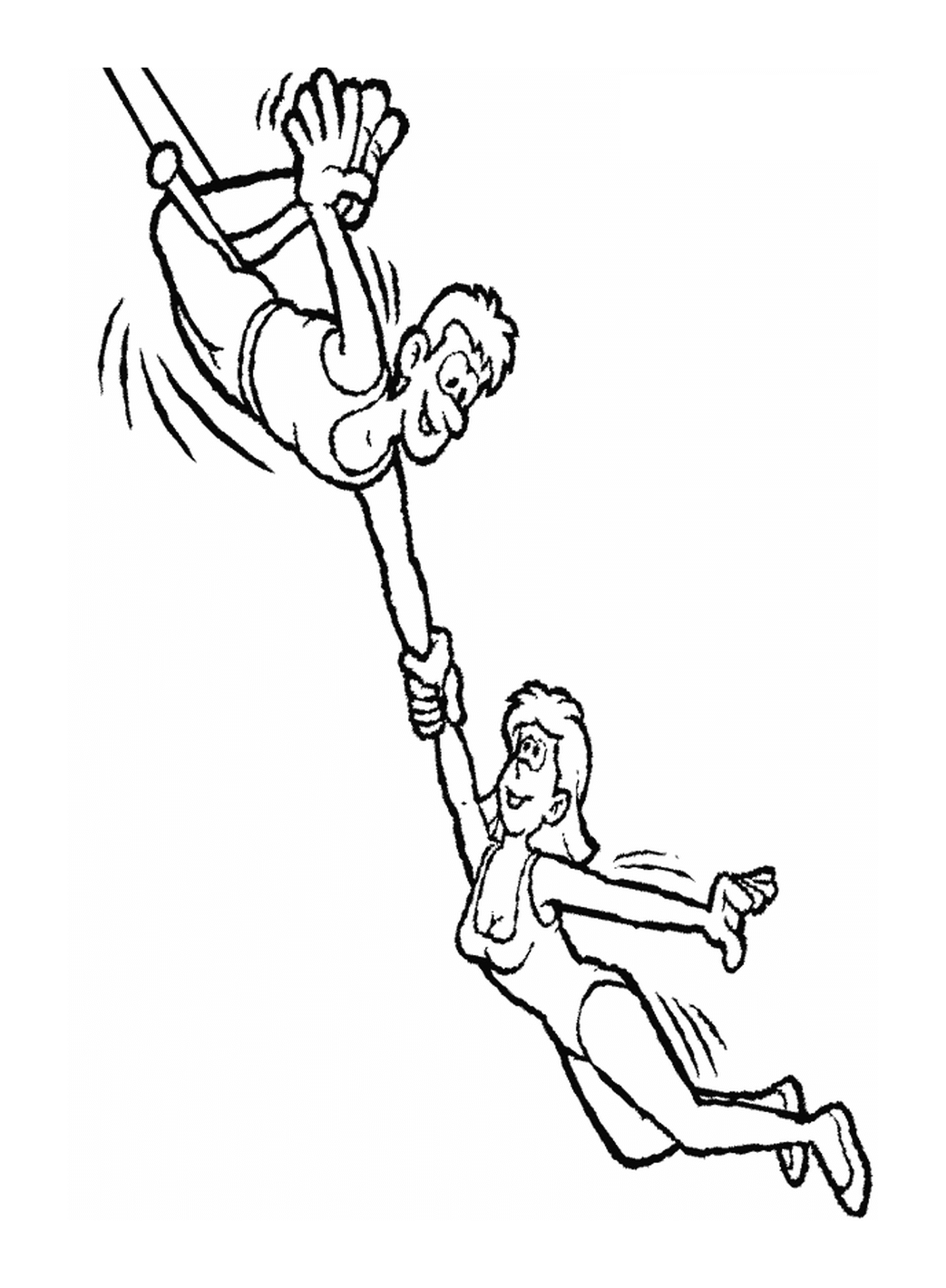 coloriage un homme et une femme trapezistes