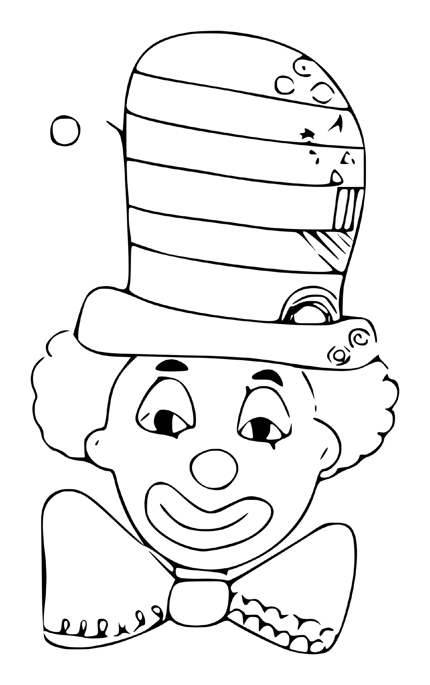 coloriage clown avec son grand chapeau