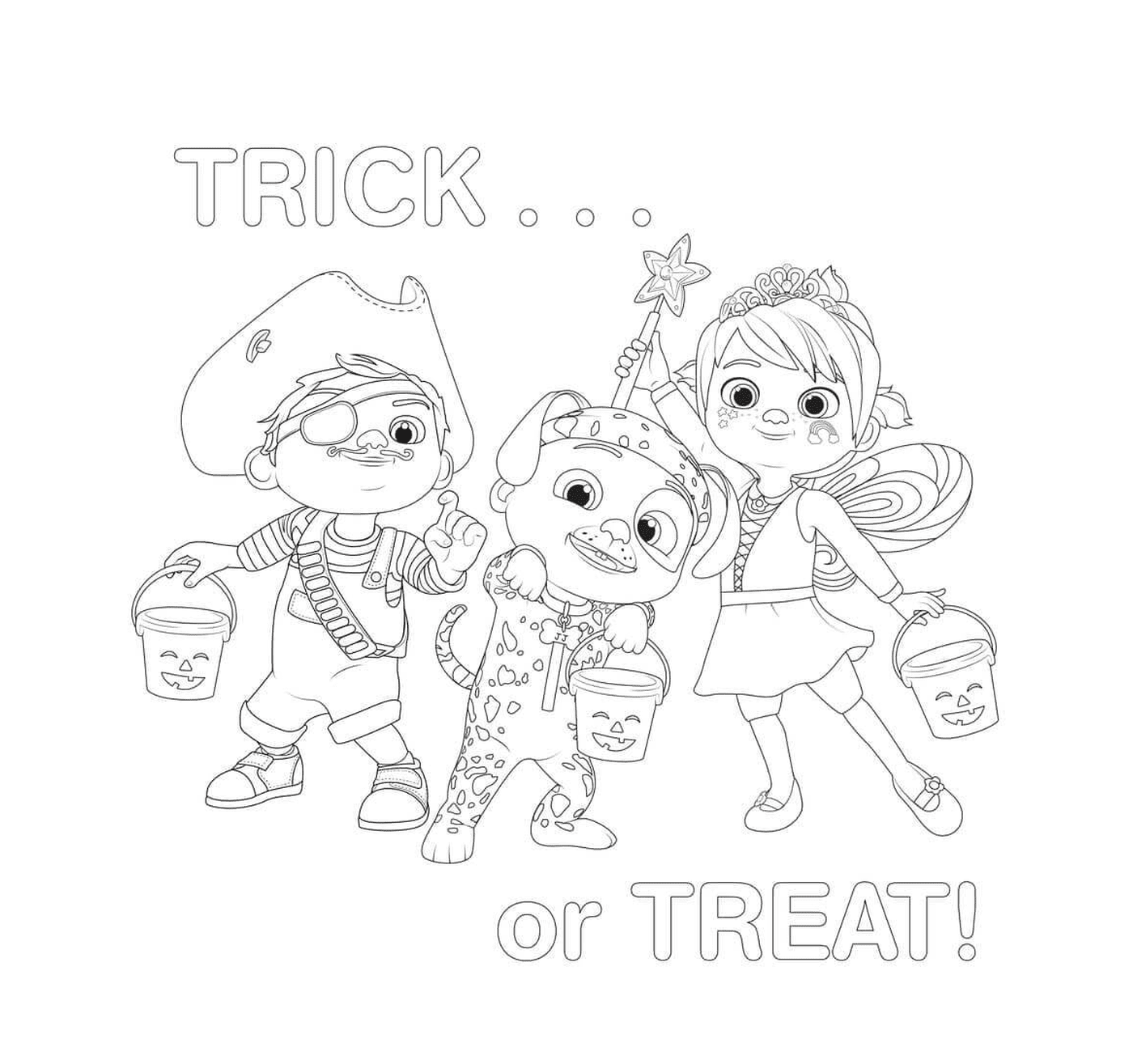 coloriage cocomelon halloween trick or treat