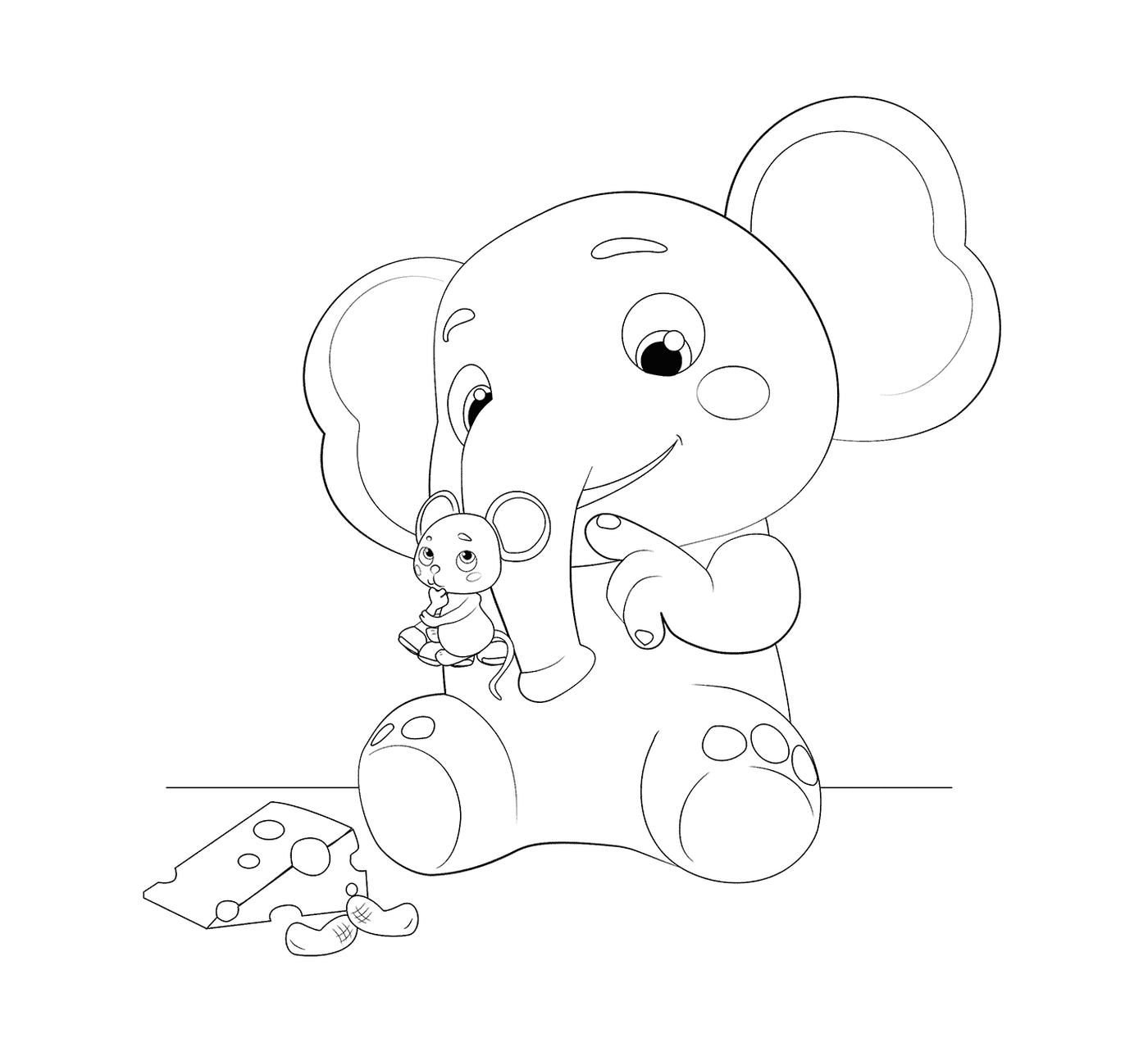 coloriage Ello and Mimi Elephant and Mouse