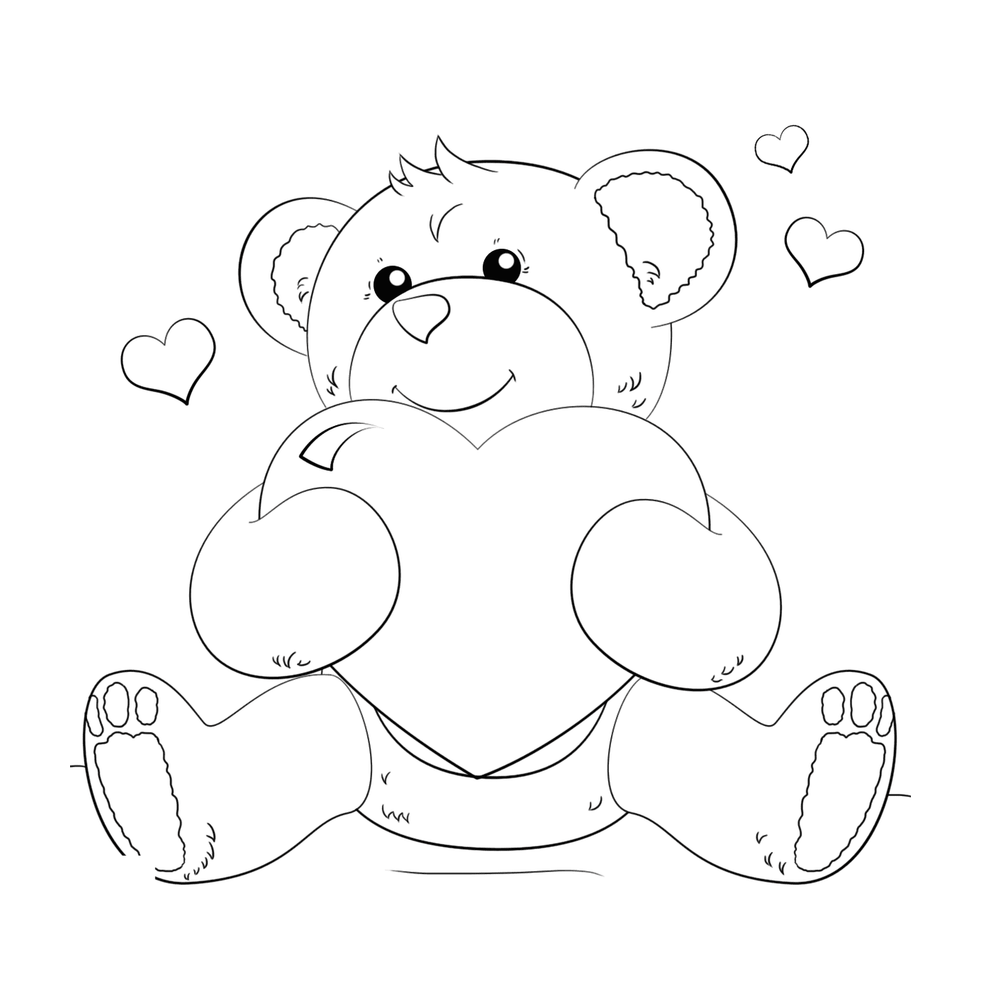 coloriage ourson teddy avec un gros coeur