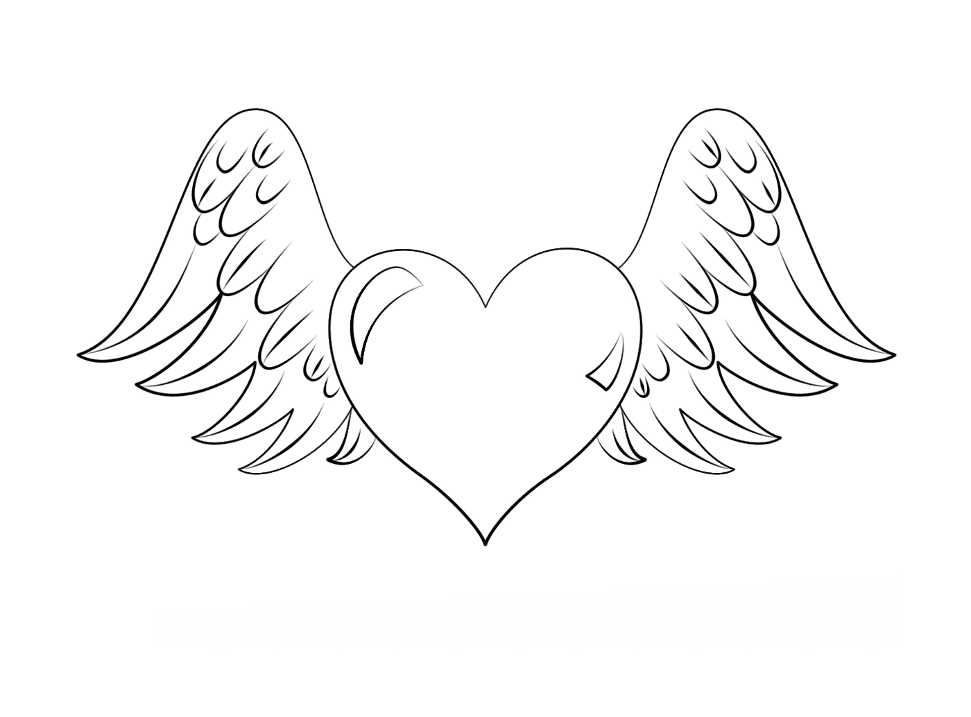 coloriage coeur avec des ailes