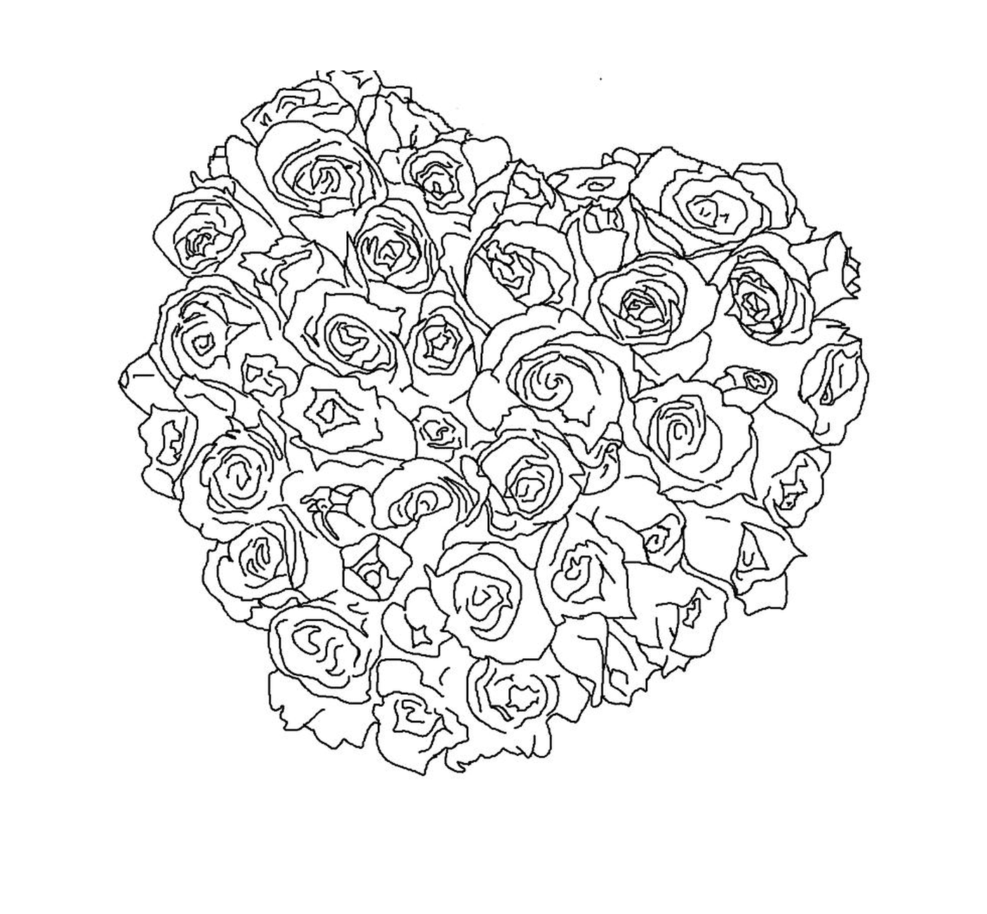 coloriage belles roses fleurs coeur
