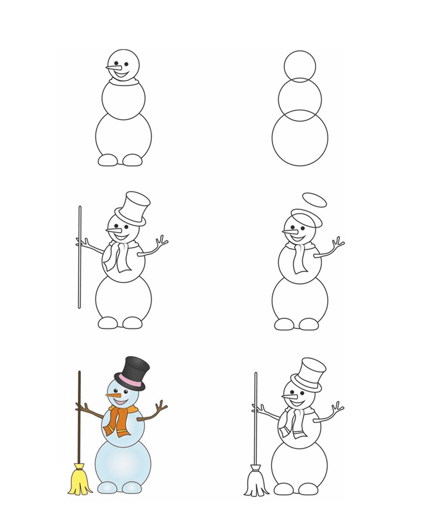 coloriage comment dessiner bonhomme de neige 1