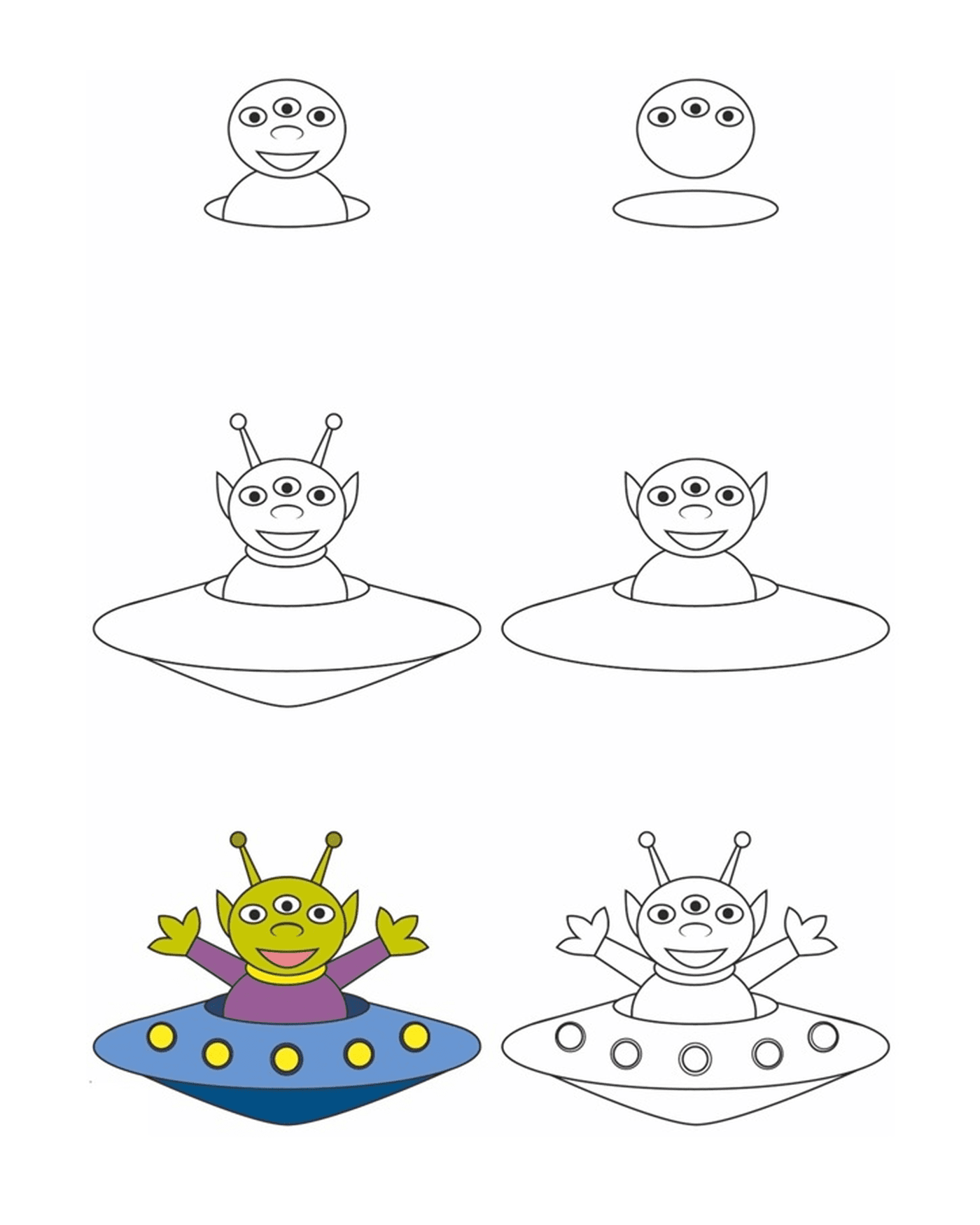 coloriage comment dessiner un alien