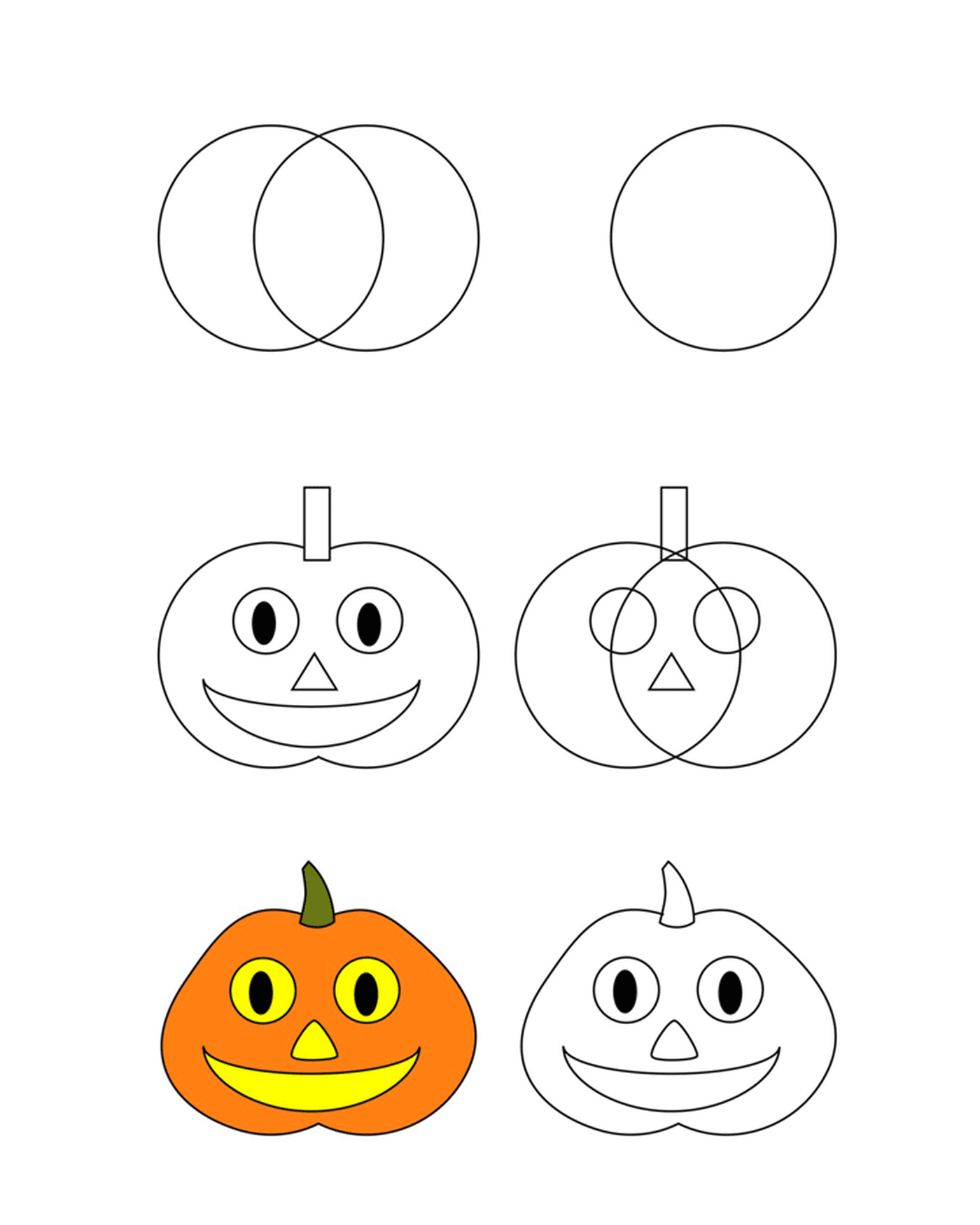 coloriage comment dessiner citrouille halloween