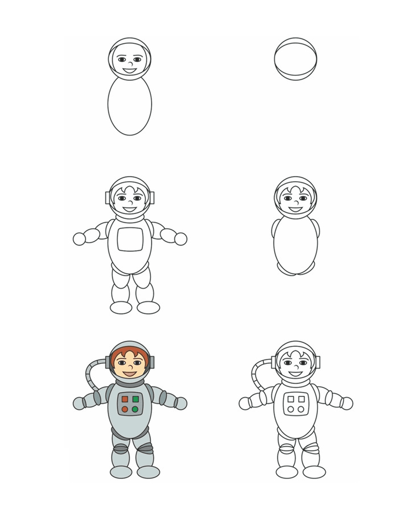 coloriage comment dessiner un astronaute