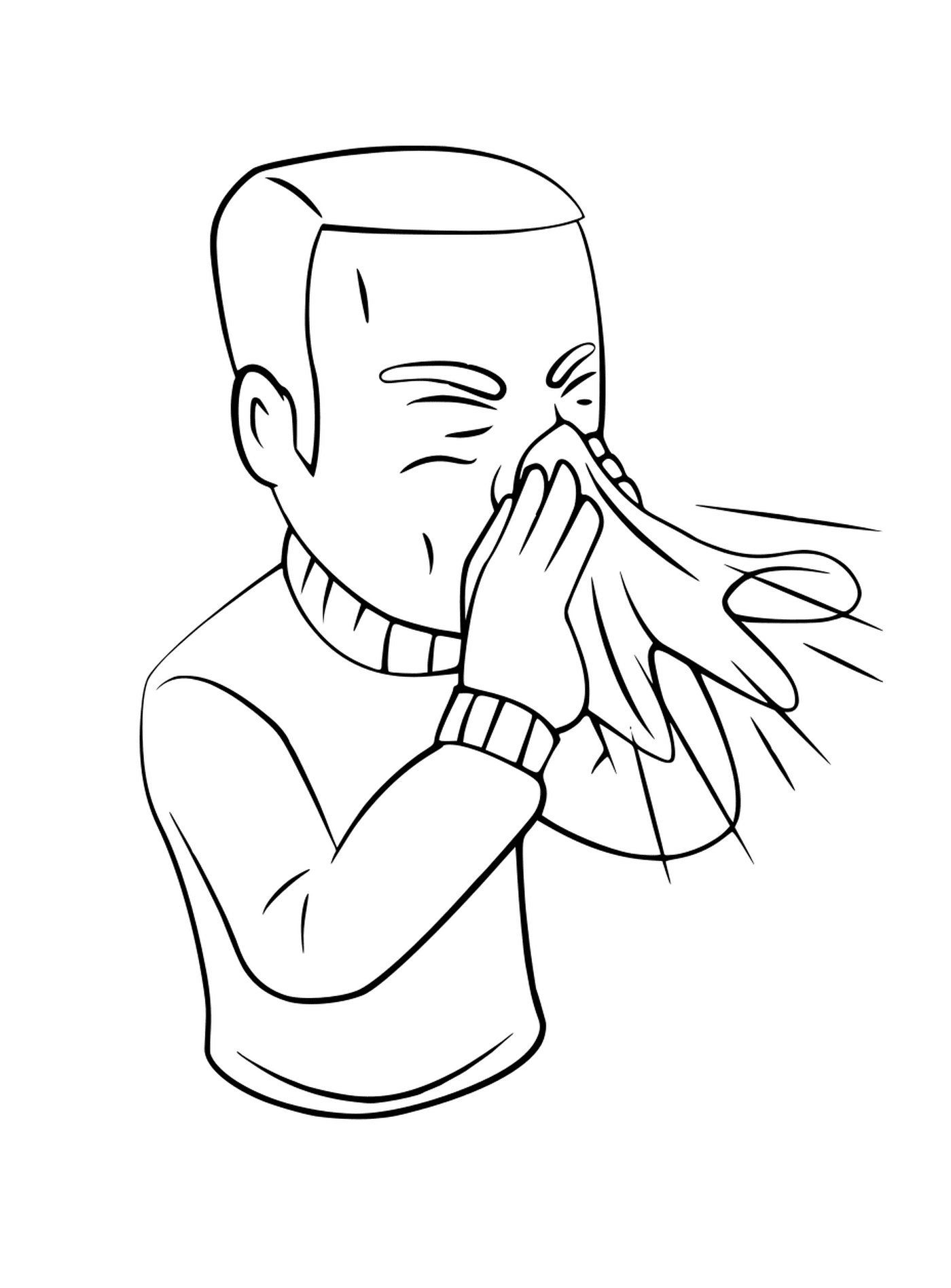 coloriage sneezing man cartoon character