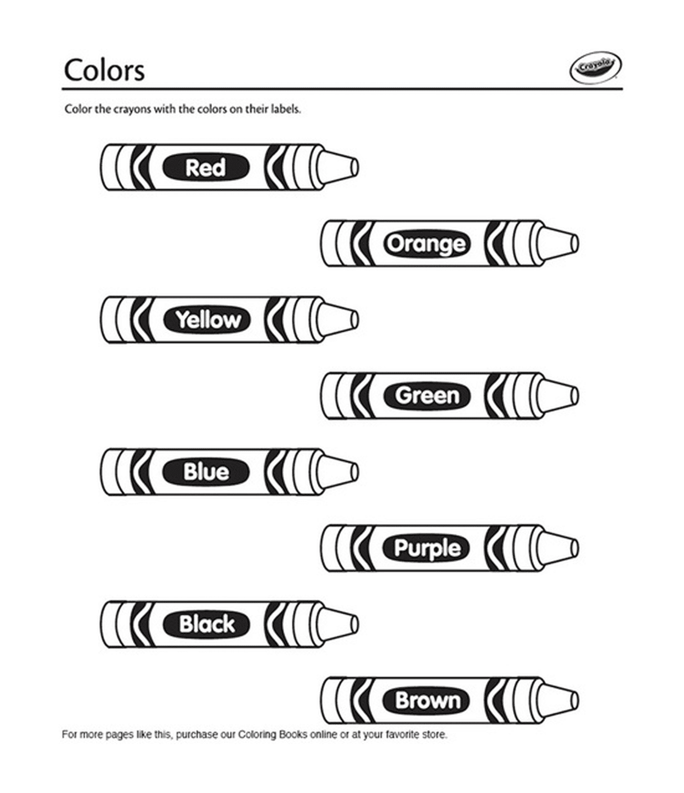 coloriage crayons de couleurs en anglais crayola