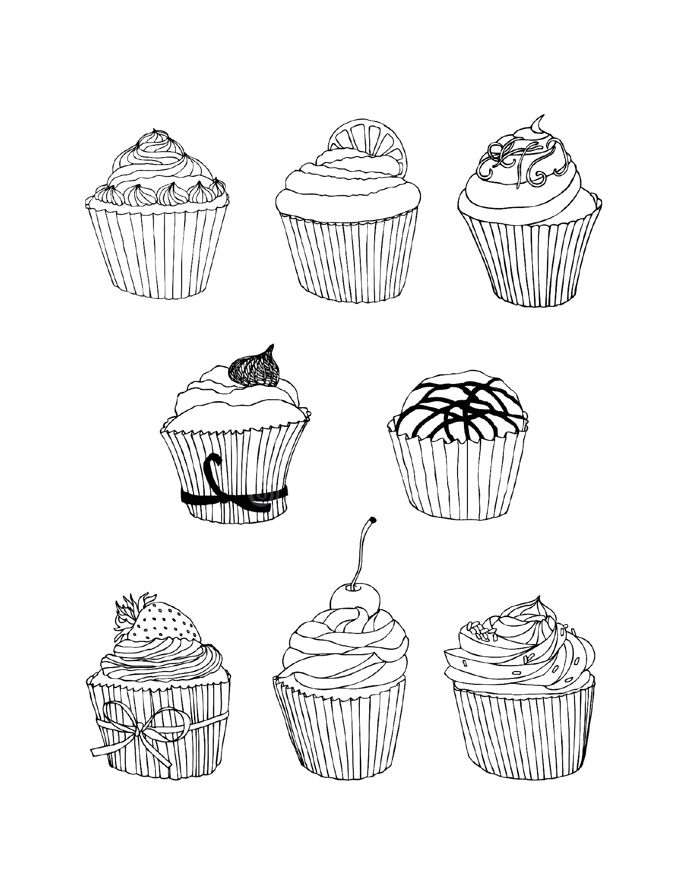 coloriage gratuit cupcakes
