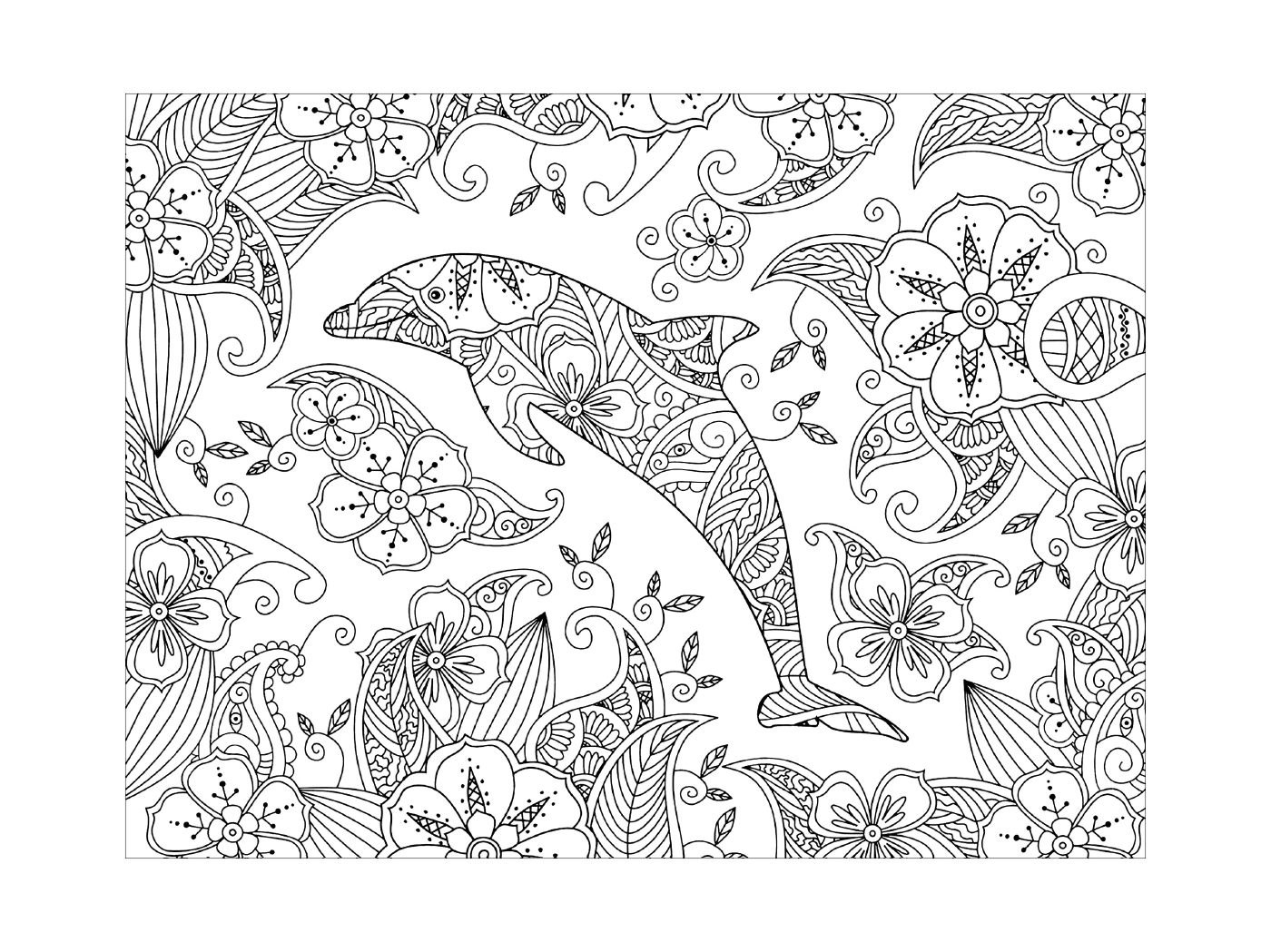coloriage dauphin mandala zen adulte