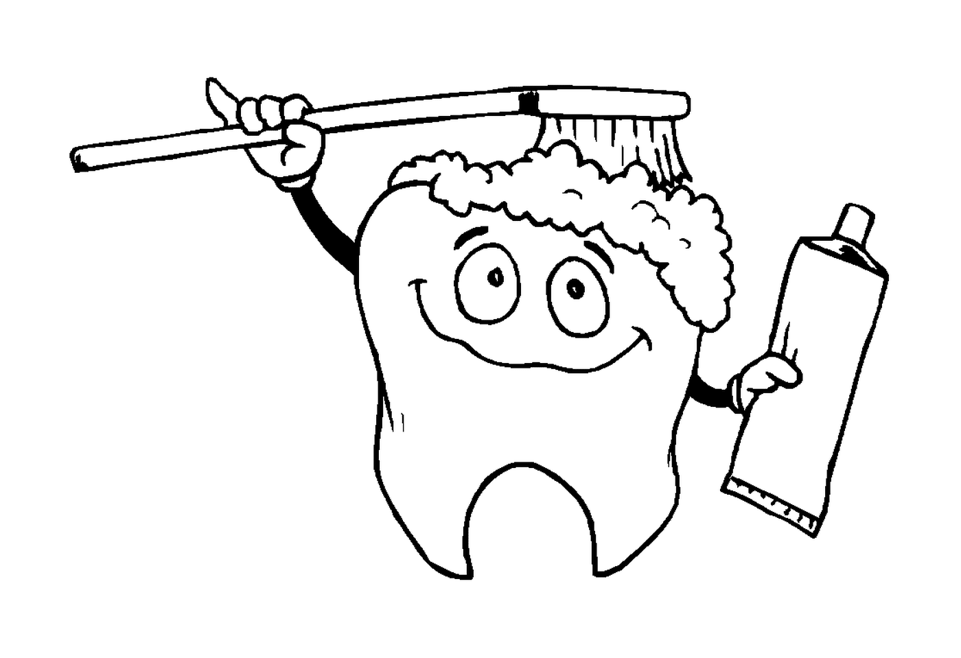 coloriage dent dentifrice et brosse a dent