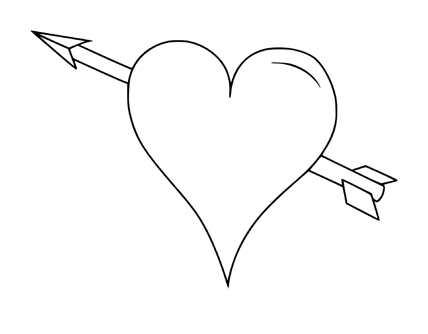 coloriage dessin coeur avec une fleche
