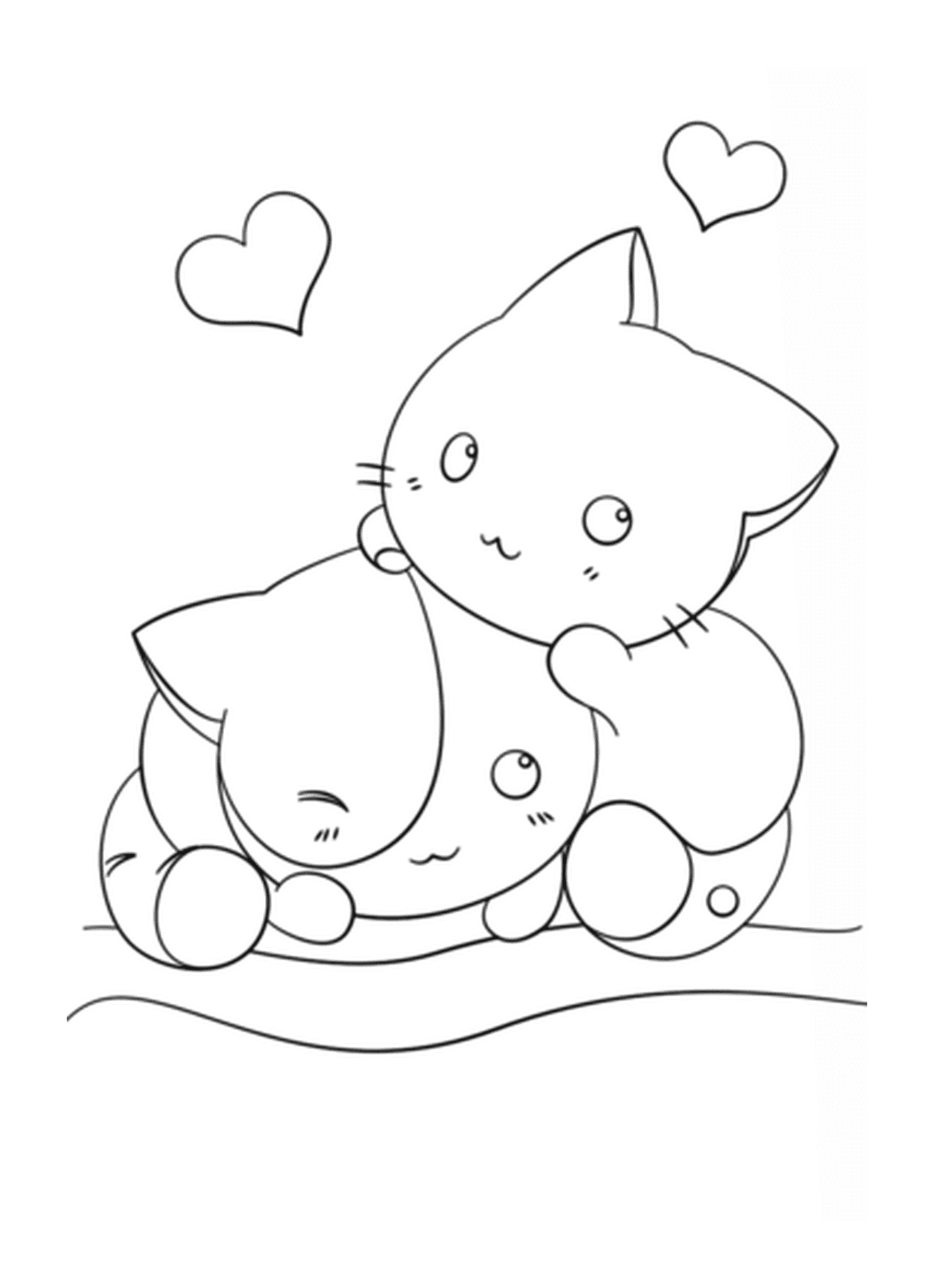 coloriage dessin kawaii kittens chats