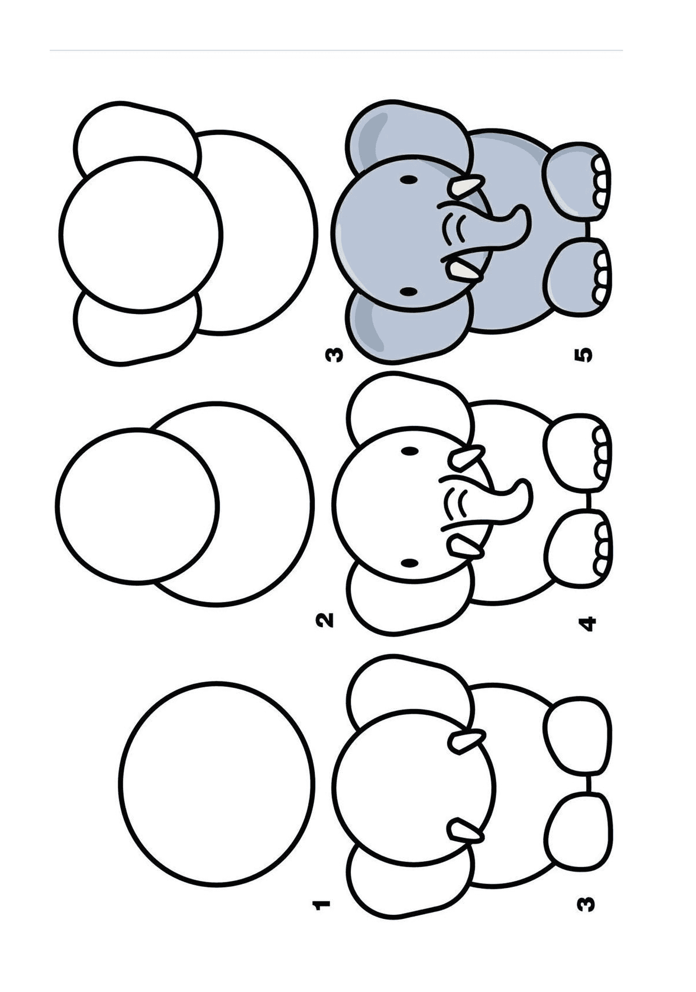 coloriage dessin facile a faire elephant