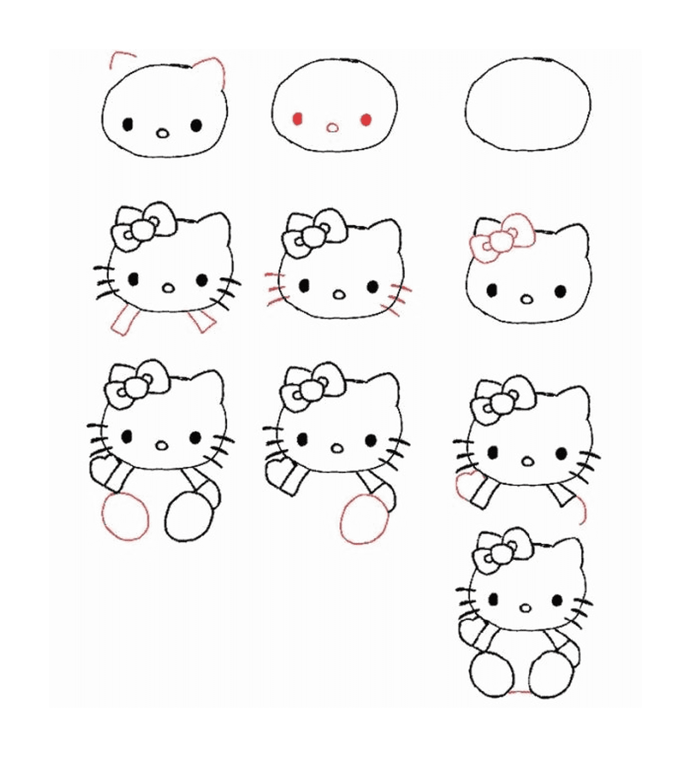 coloriage dessin facile a faire hello kitty