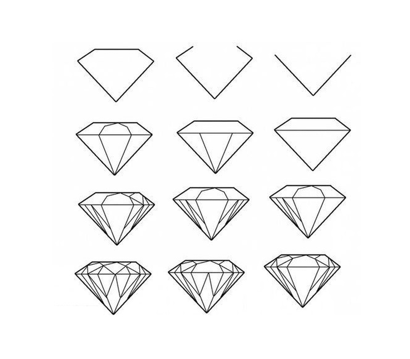 coloriage comment dessiner un diamant