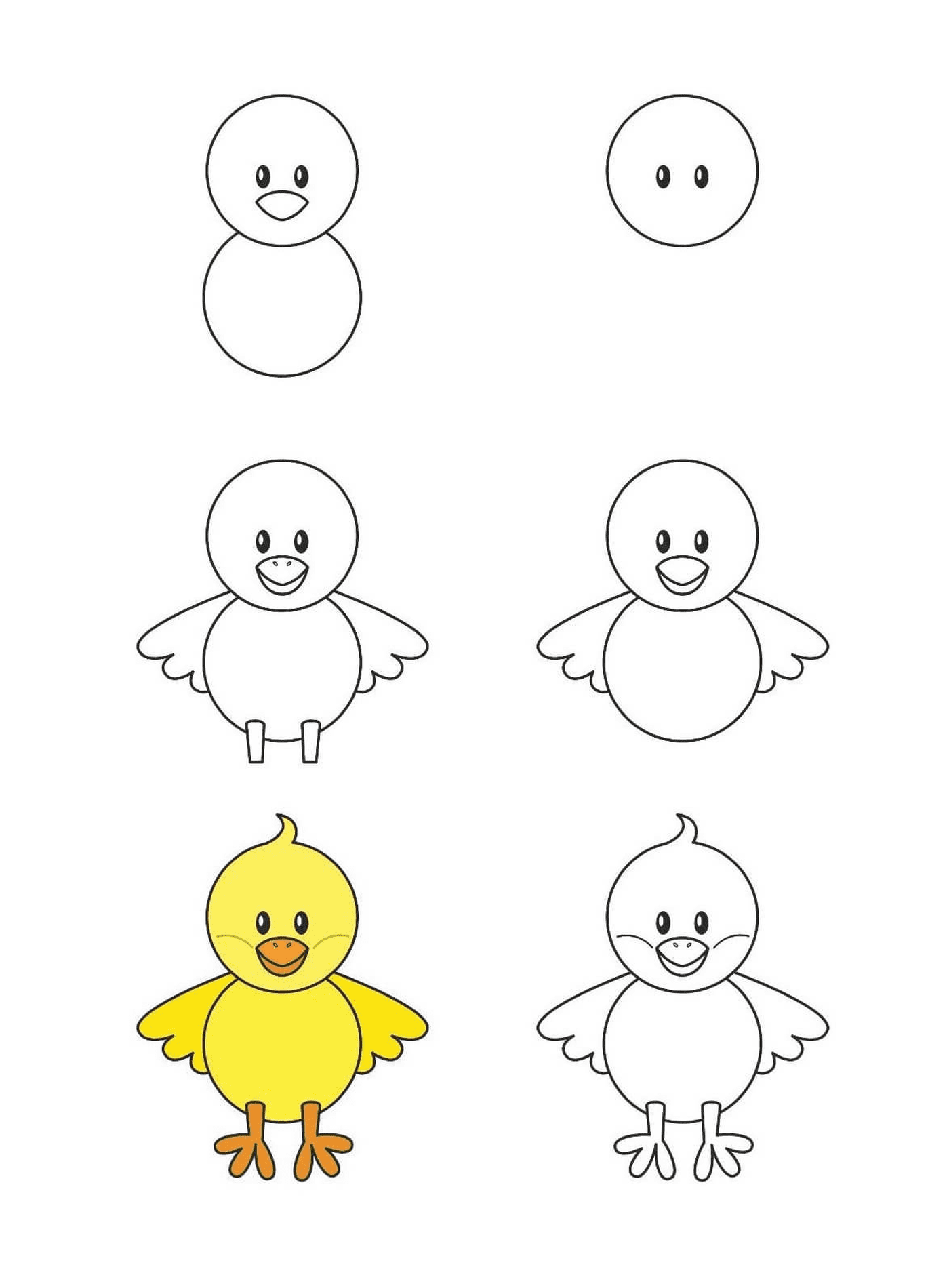 coloriage dessin facile poussin bebe poule