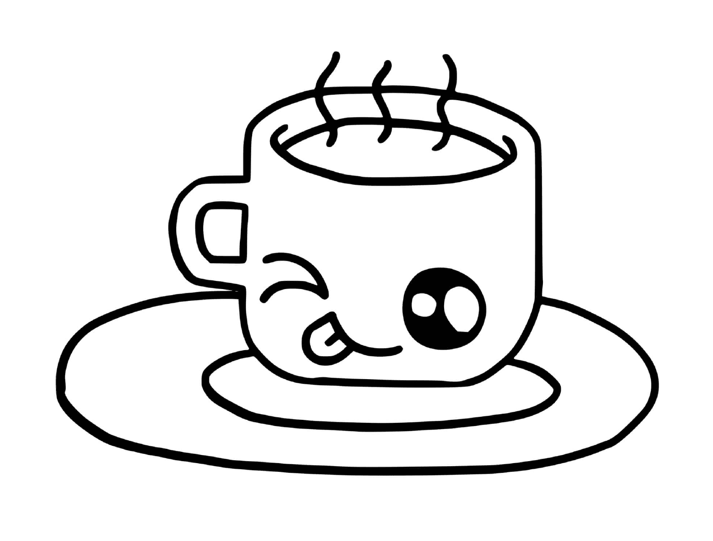 coloriage mignon cup of hot chocolate or coffee kawaii