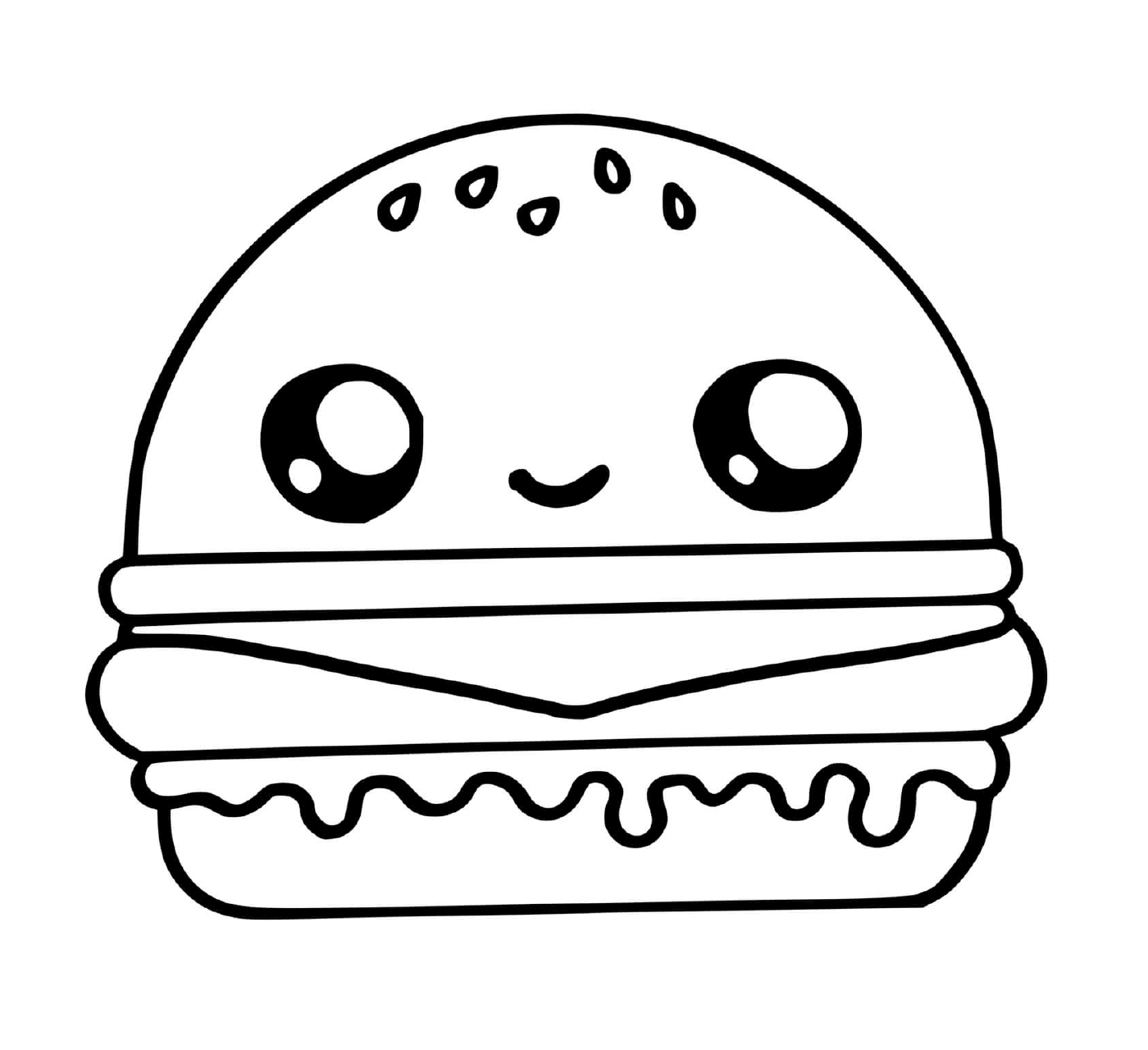 coloriage mignon hamburger food kawaii