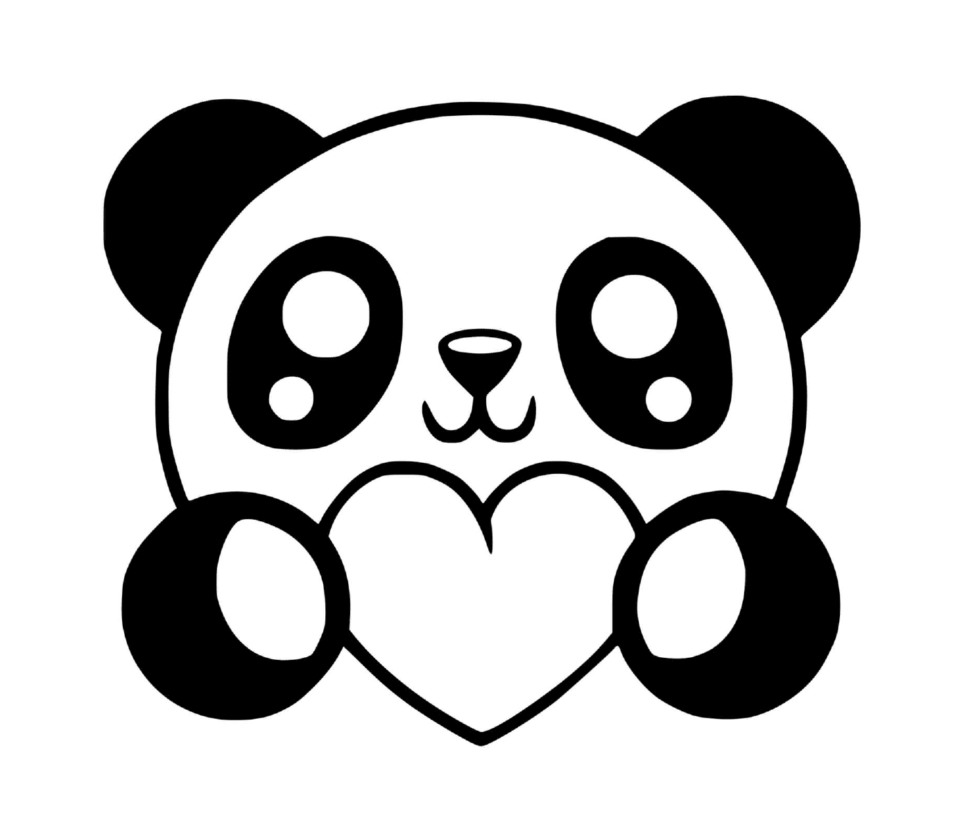 coloriage panda coeur facile mignon