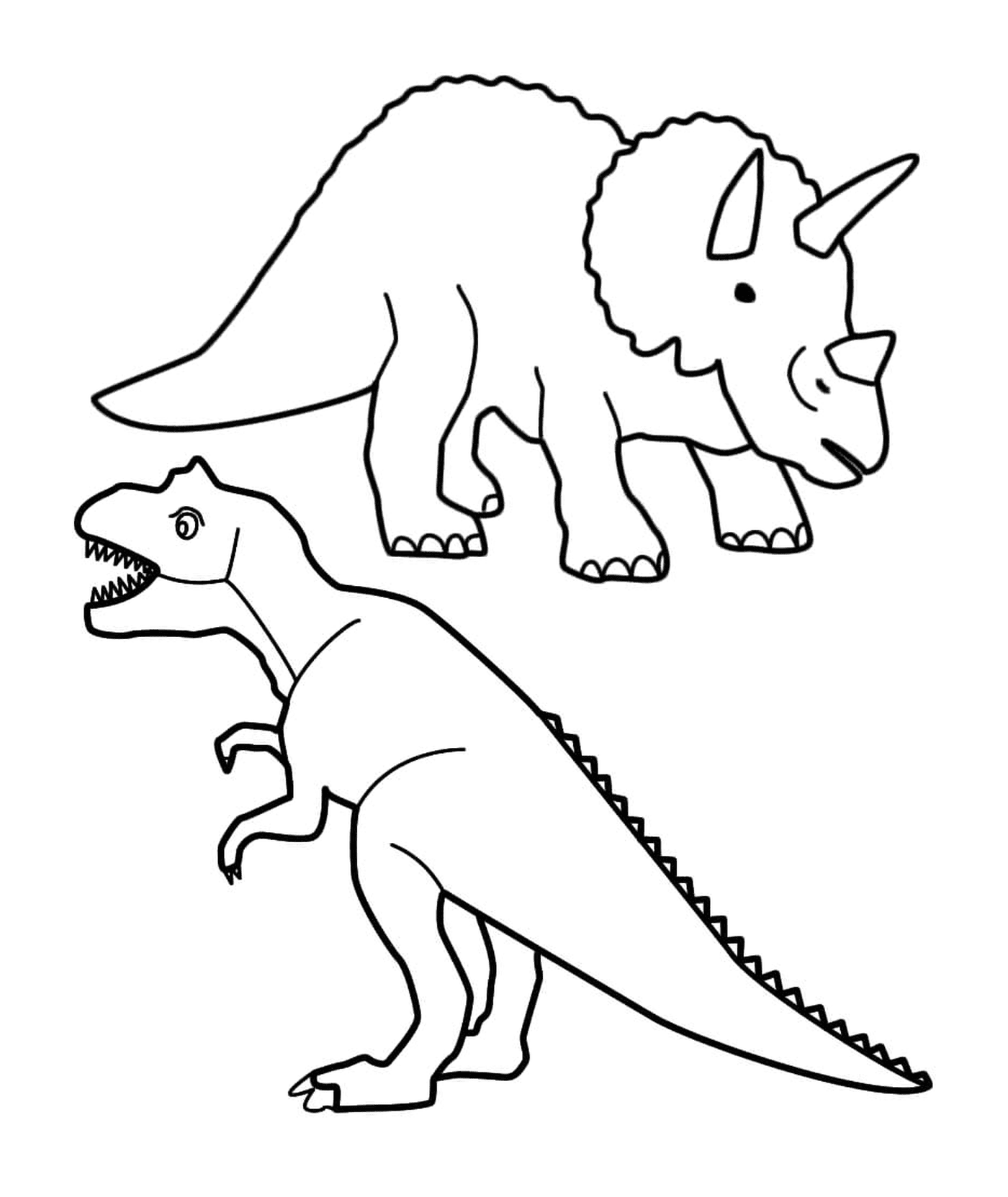 coloriage Tyrannosaurus and triceratops